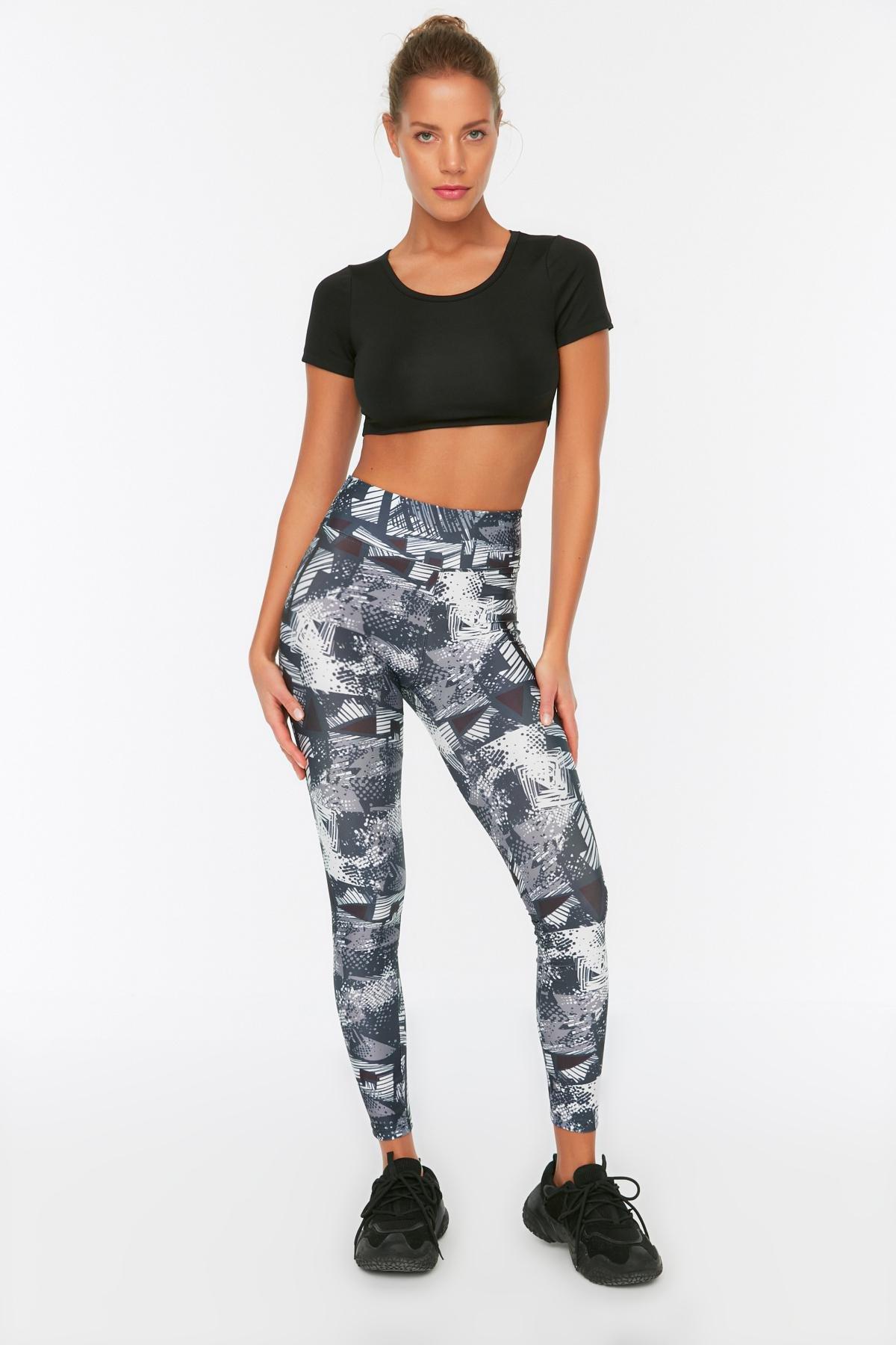Grey High Waist Skinny Sports Leggings, Gray, large image number 8