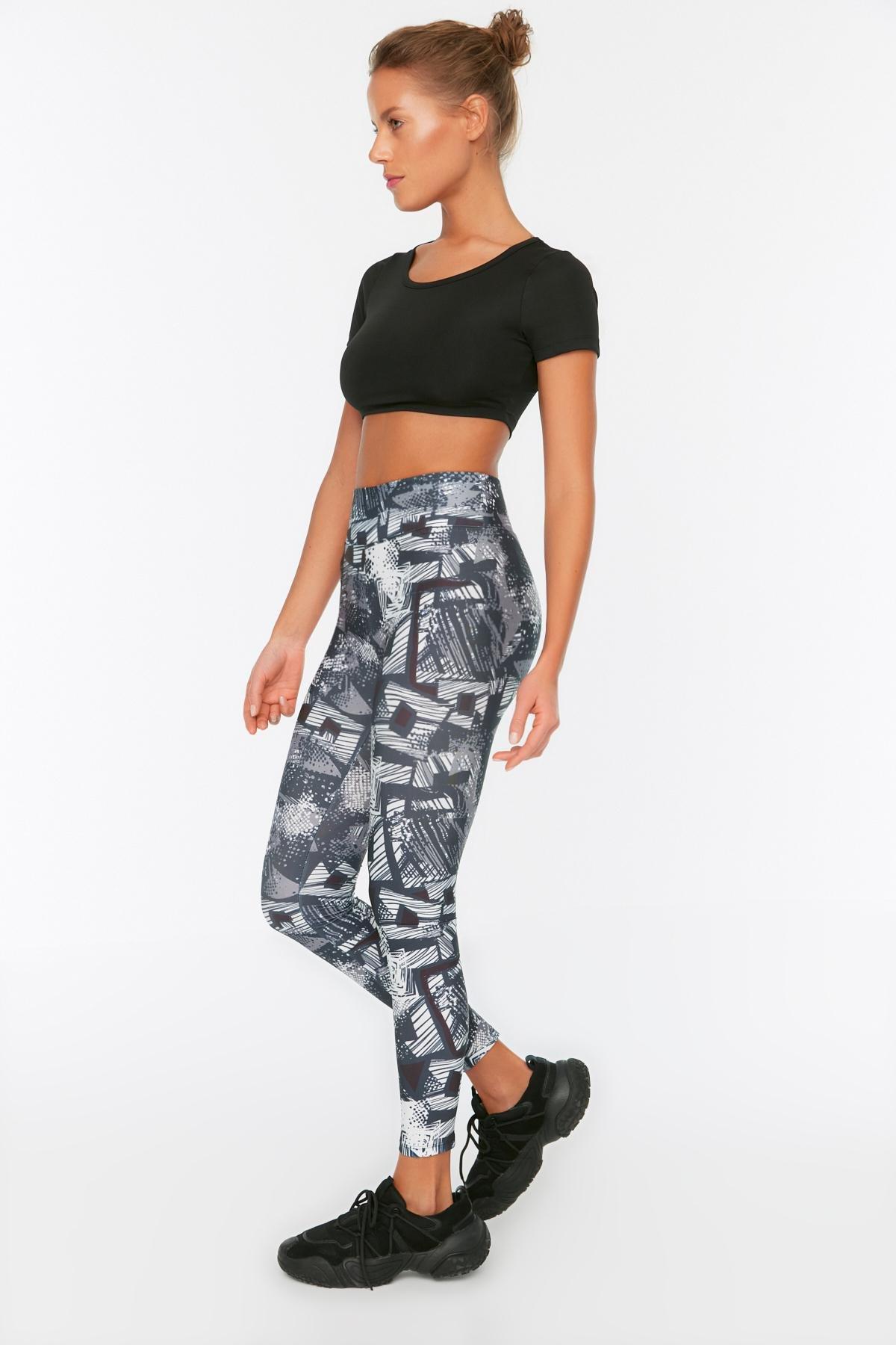 Grey High Waist Skinny Sports Leggings, Gray, large image number 12