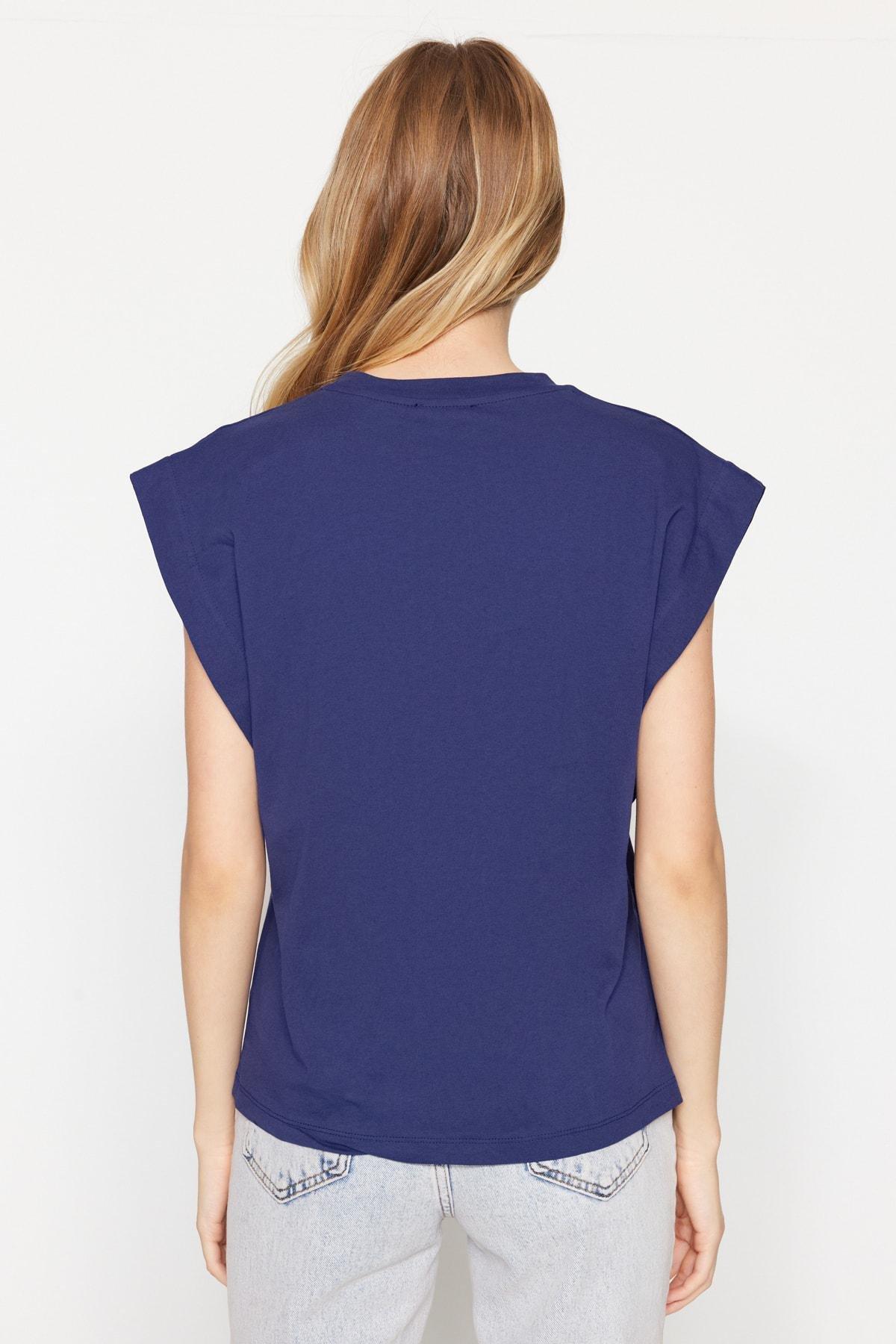 Navy Short Buttoned Sleeve Tshirt, , large image number 8