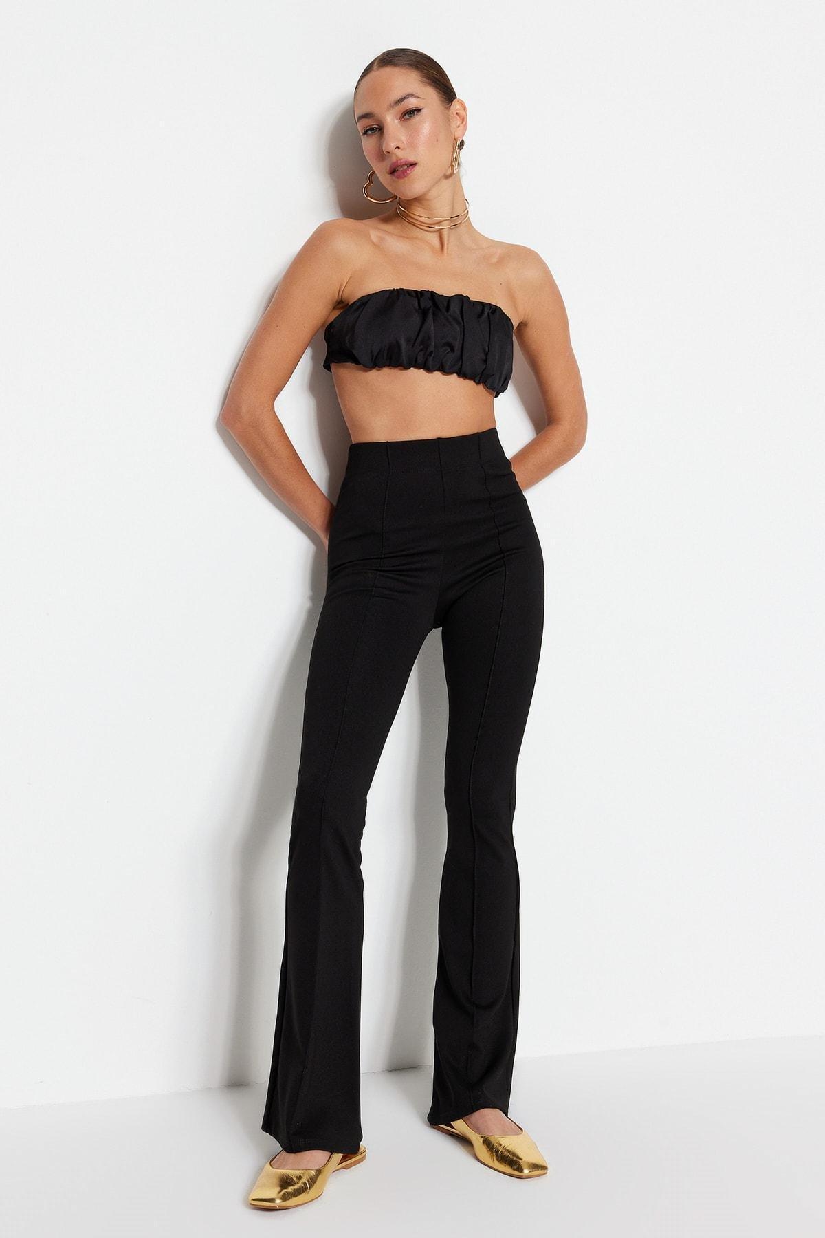 Black Bootcut Maxi Pants, , large image number 0