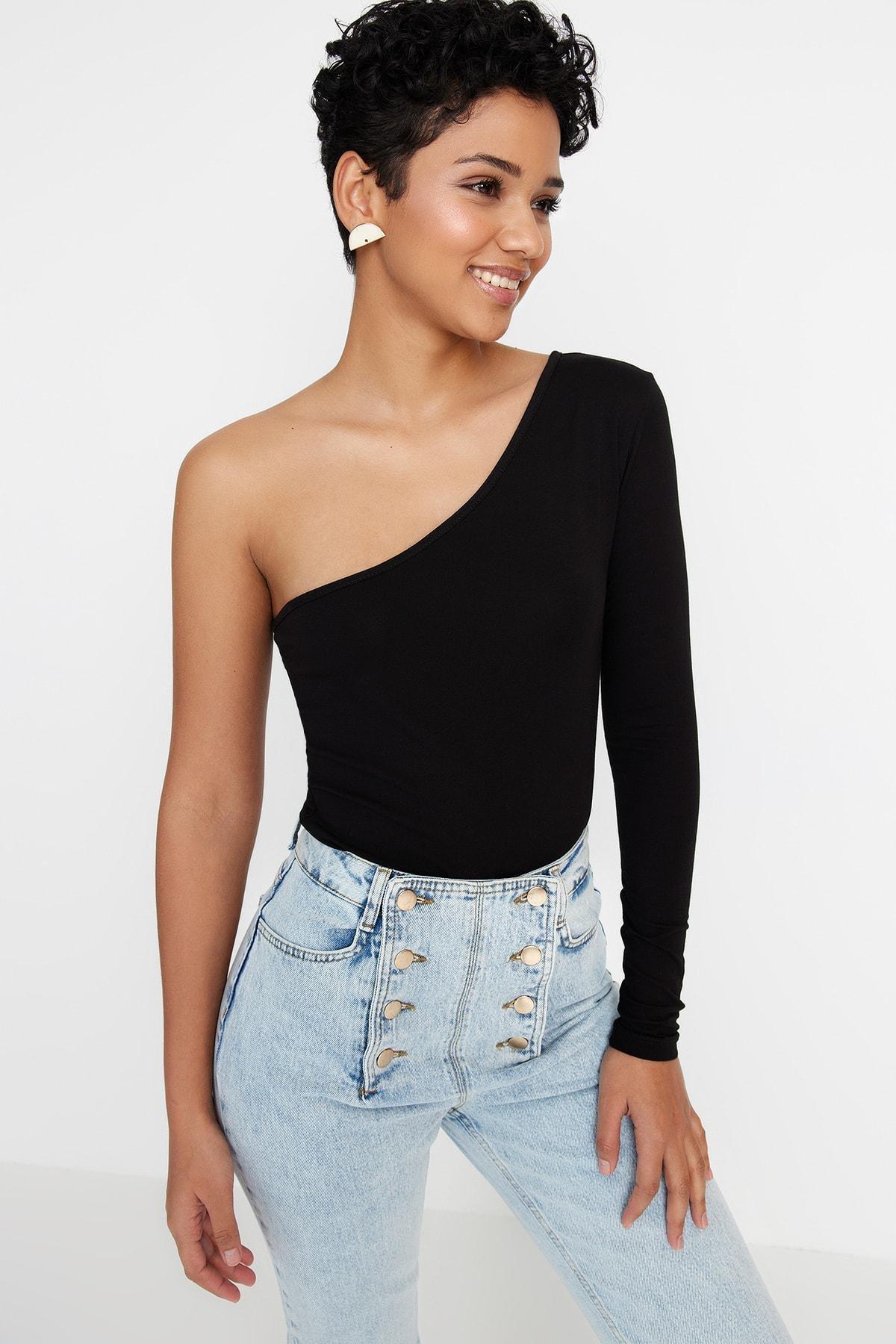 Black Boat Neck Bodysuit, , large image number 0
