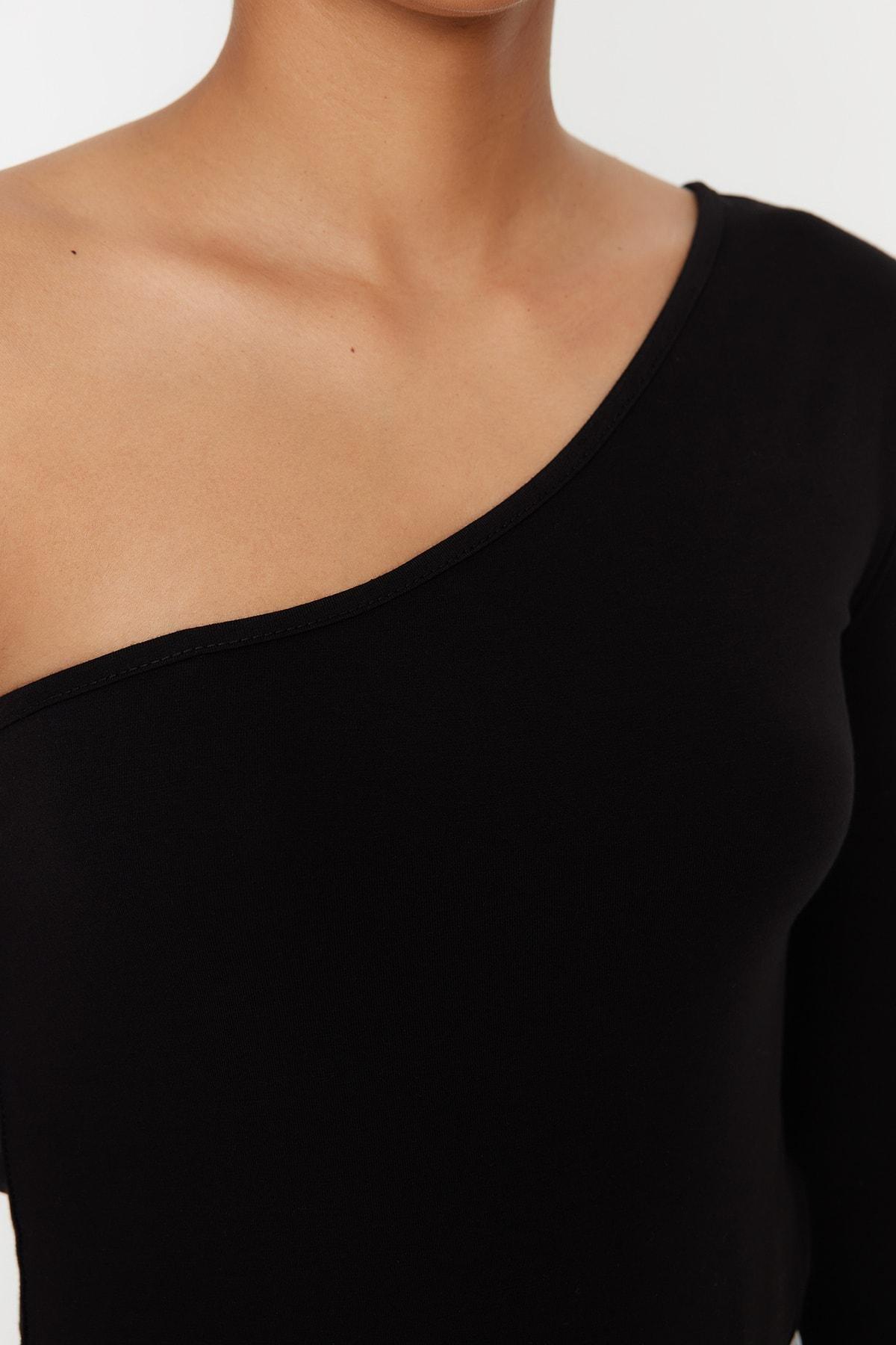 Black Boat Neck Bodysuit, , large image number 2