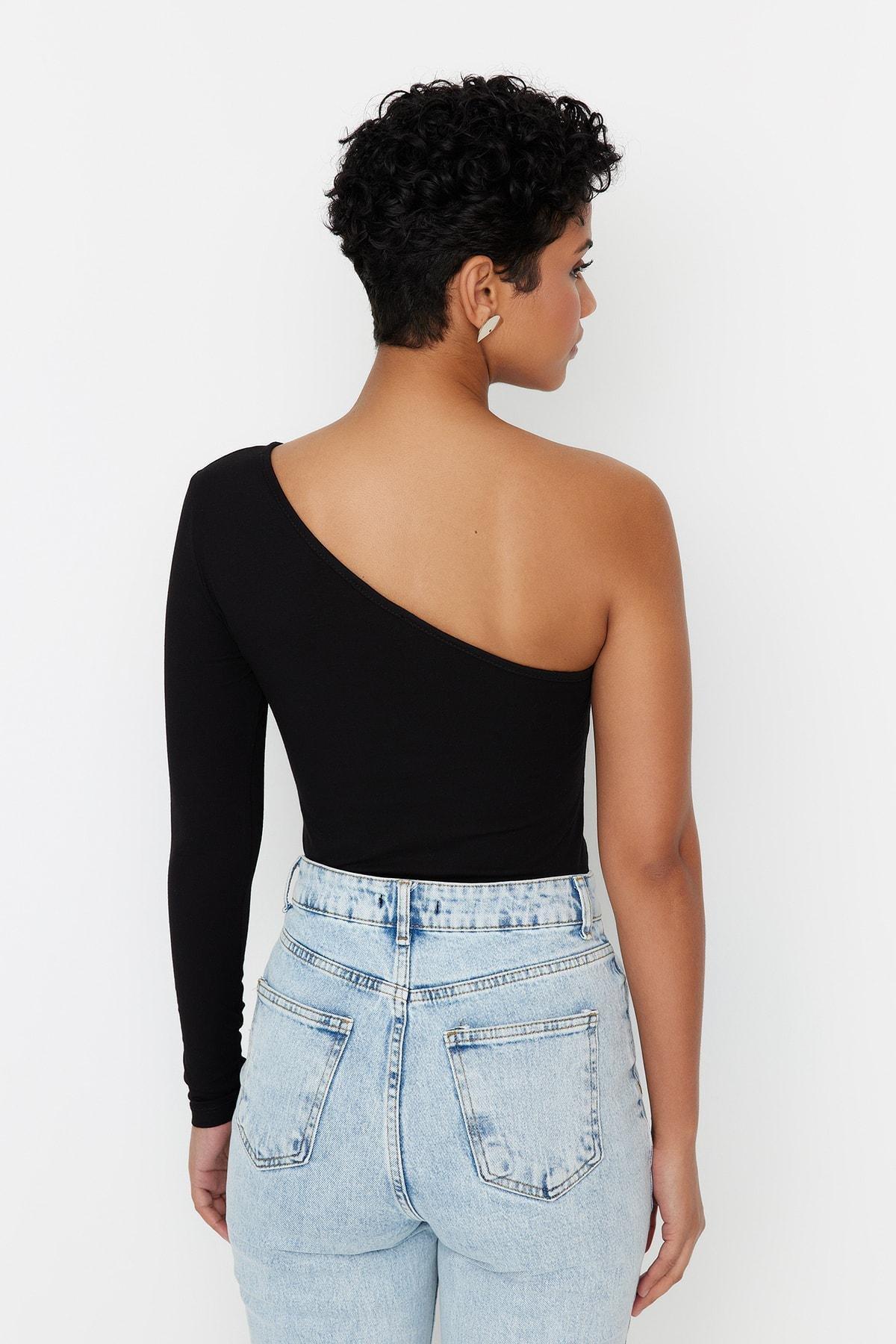 Black Boat Neck Bodysuit, , large image number 3