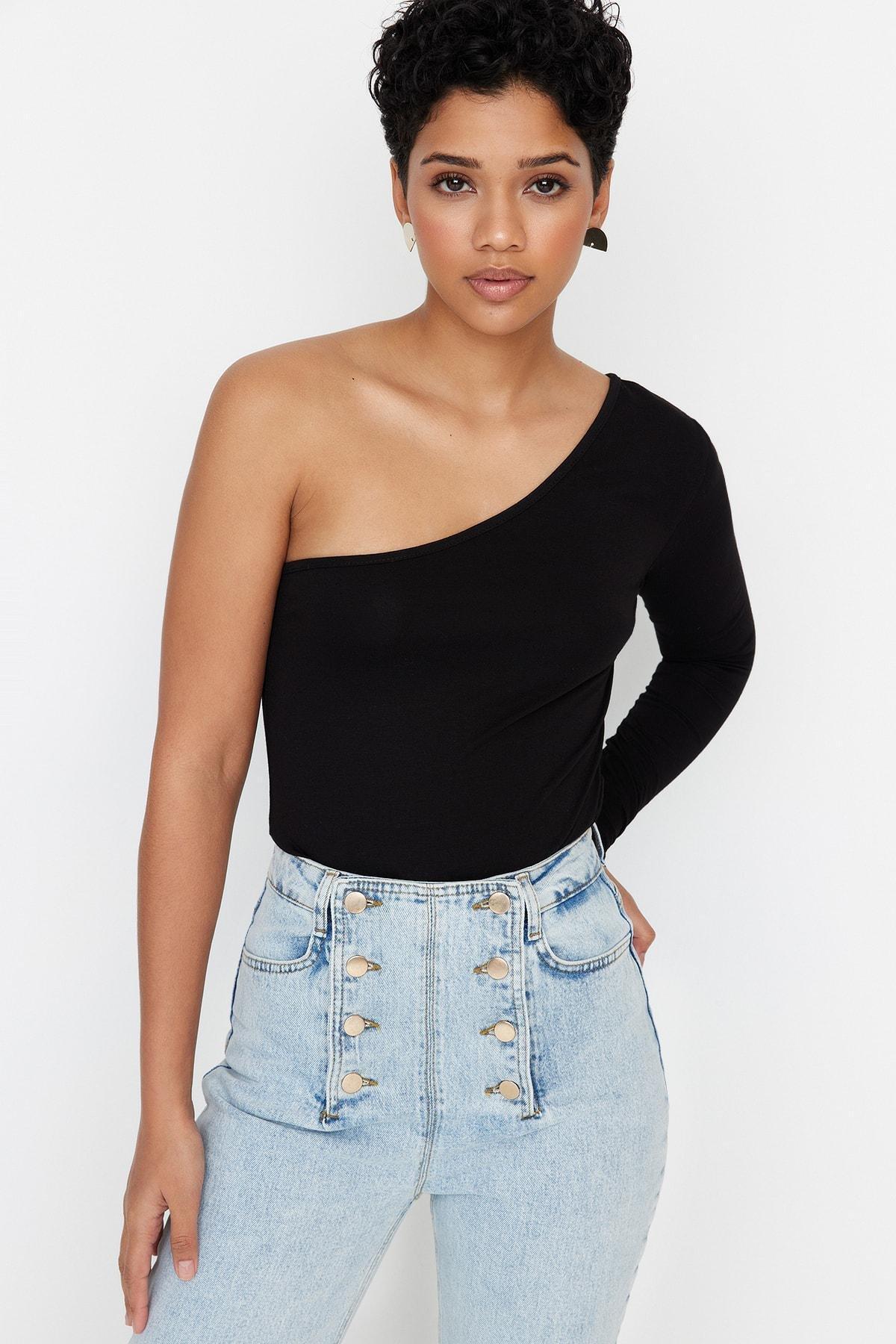 Black Boat Neck Bodysuit, , large image number 4