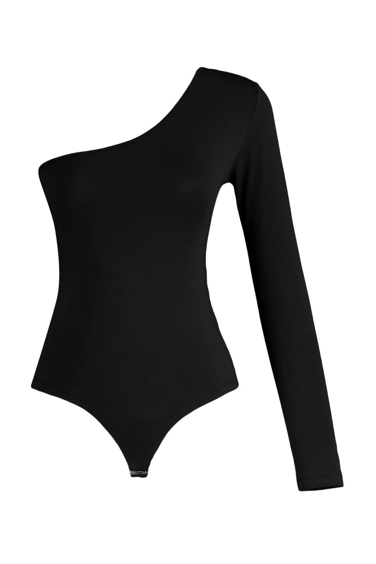 Black Boat Neck Bodysuit, , large image number 5