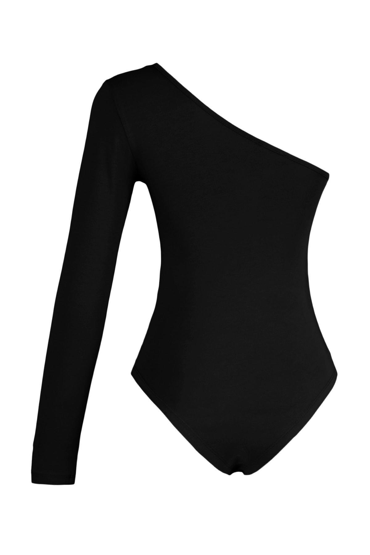 Black Boat Neck Bodysuit, , large image number 7