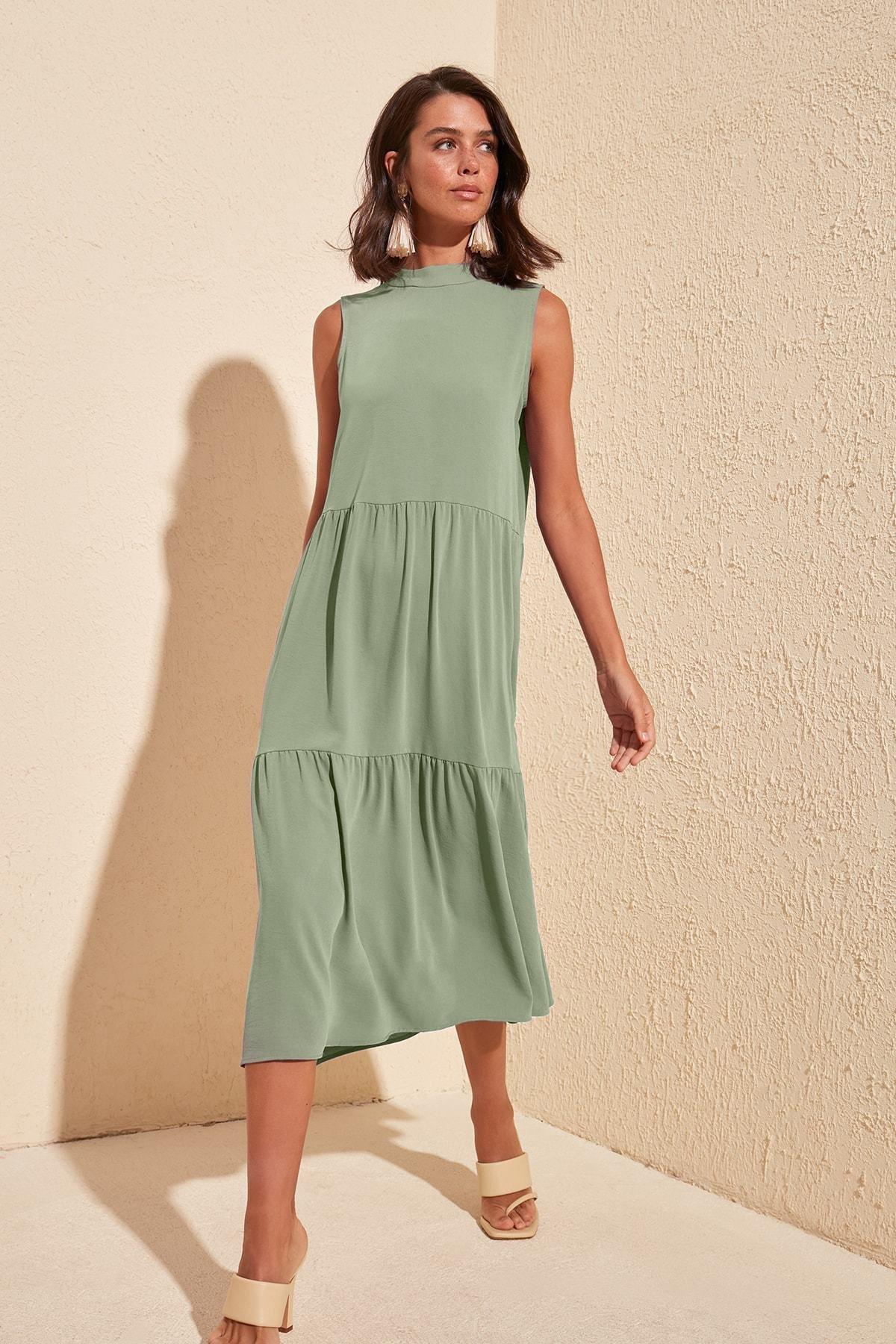 Green Woven Midi Dress, , large image number 2