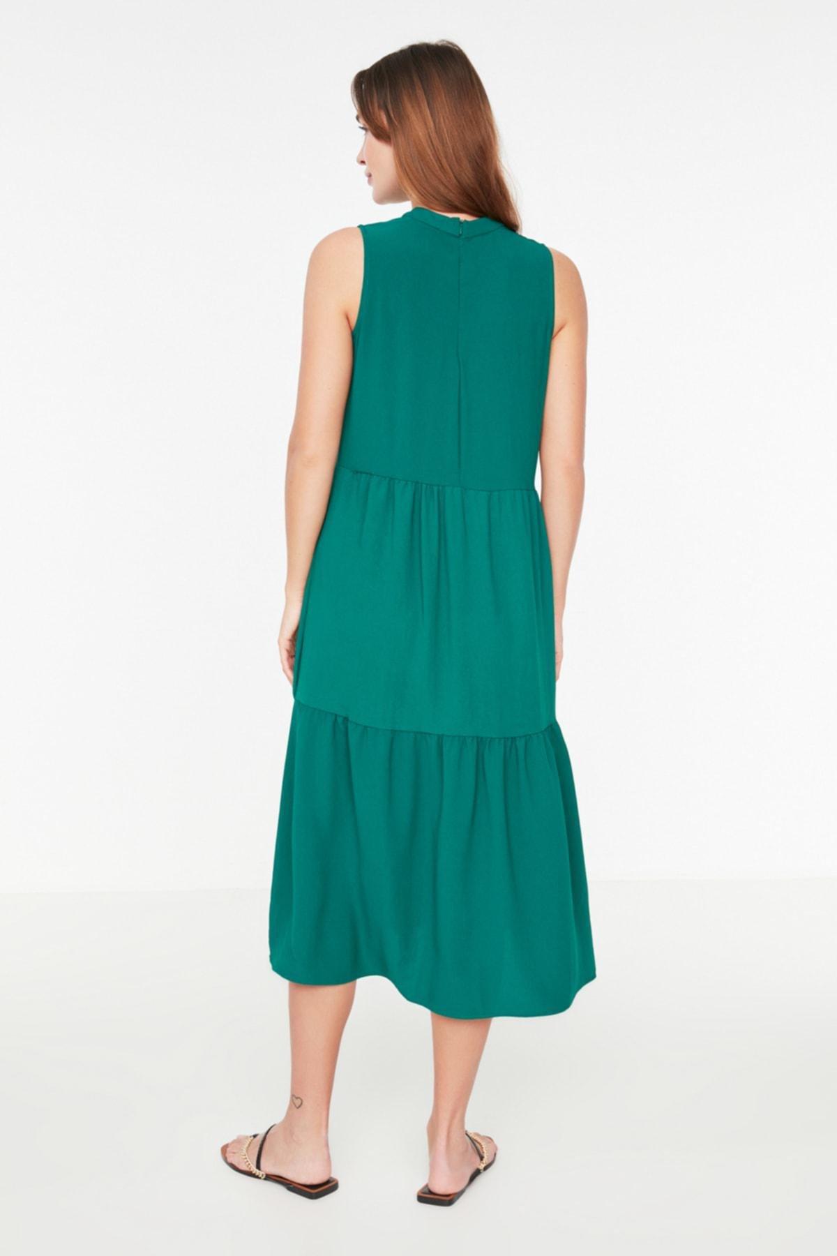 Green Woven Midi Dress, , large image number 7