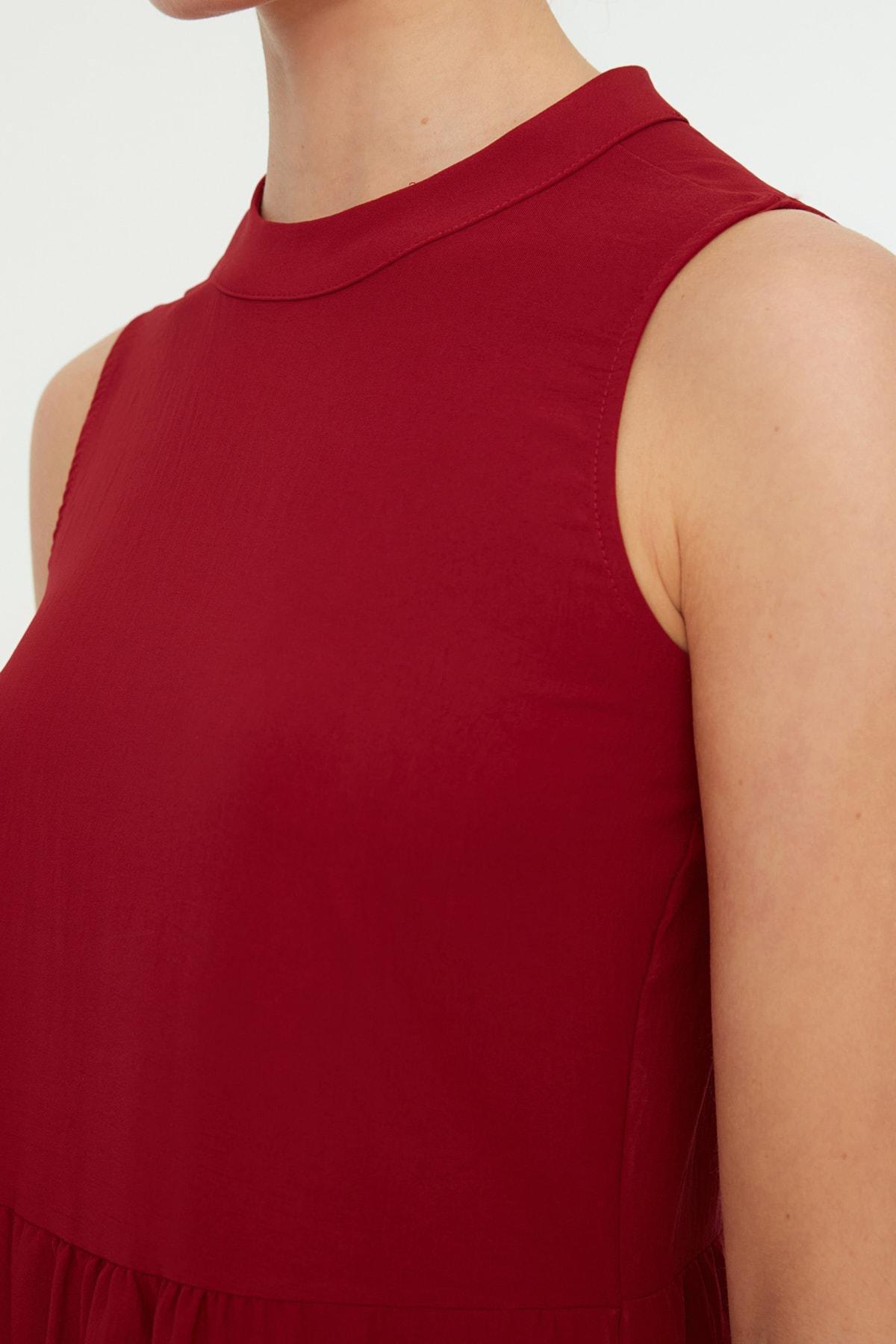 Burgundy Crew Neck Shift Dress, , large image number 3
