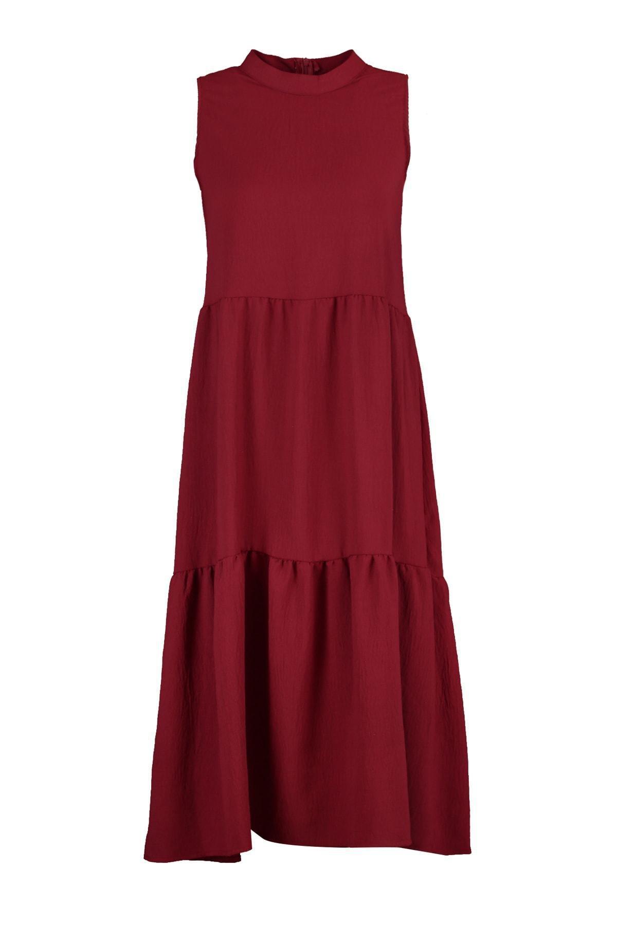 Burgundy Crew Neck Shift Dress, , large image number 5