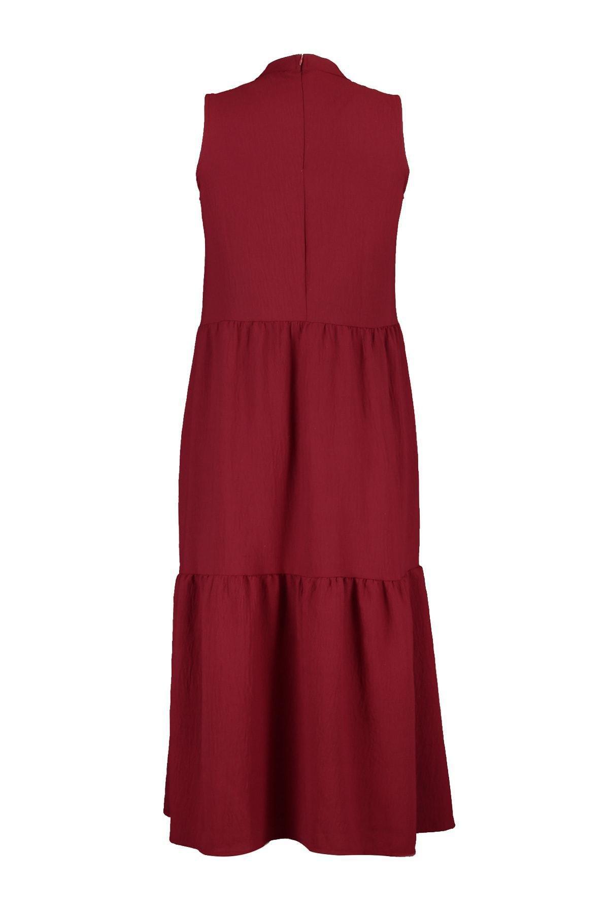 Burgundy Crew Neck Shift Dress, , large image number 6