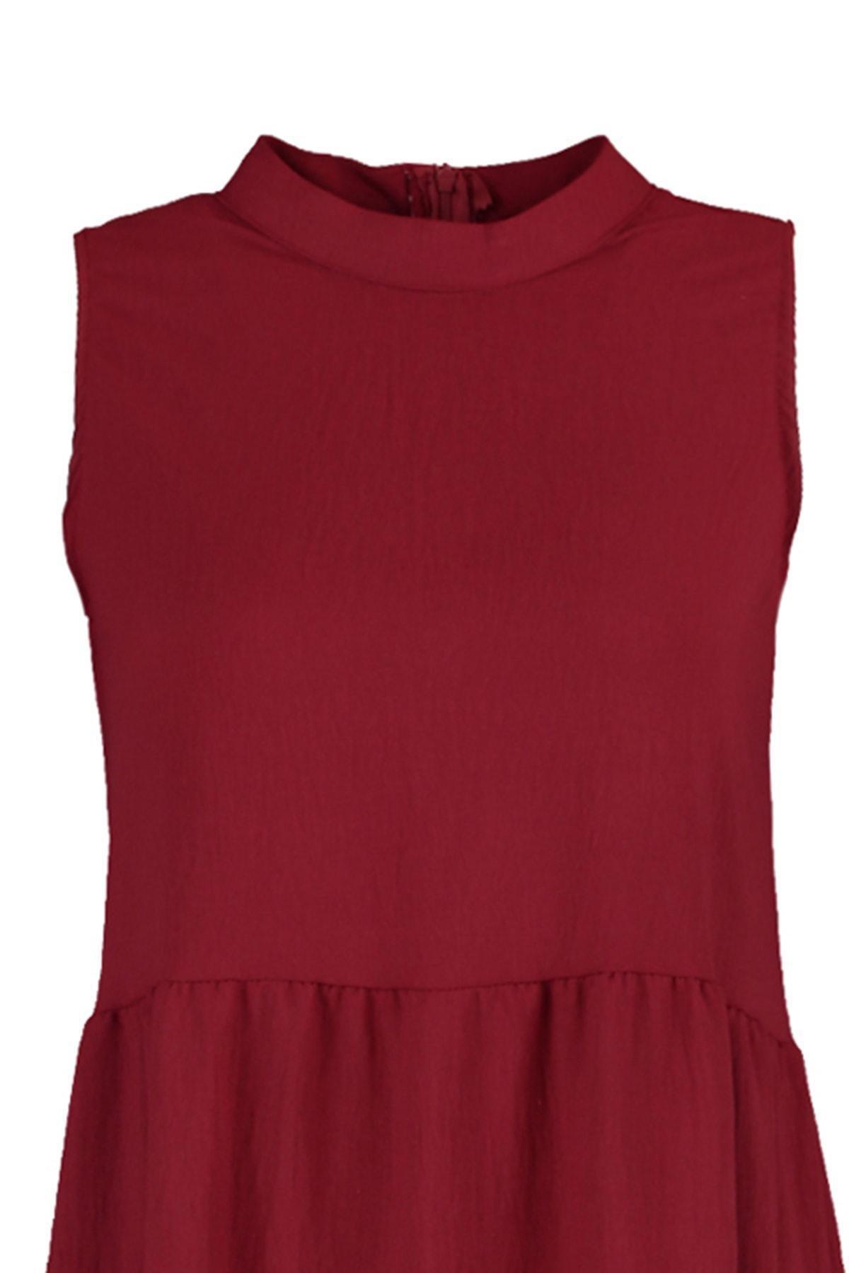 Burgundy Crew Neck Shift Dress, , large image number 7