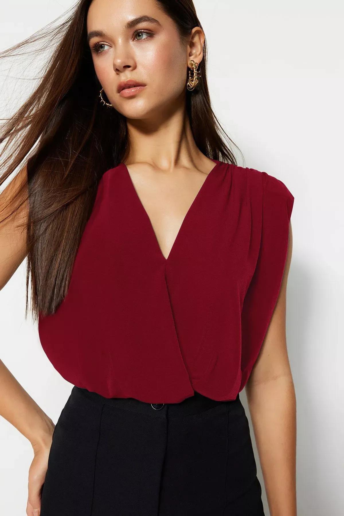 Red Padded Knit Bodysuit, , large image number 2