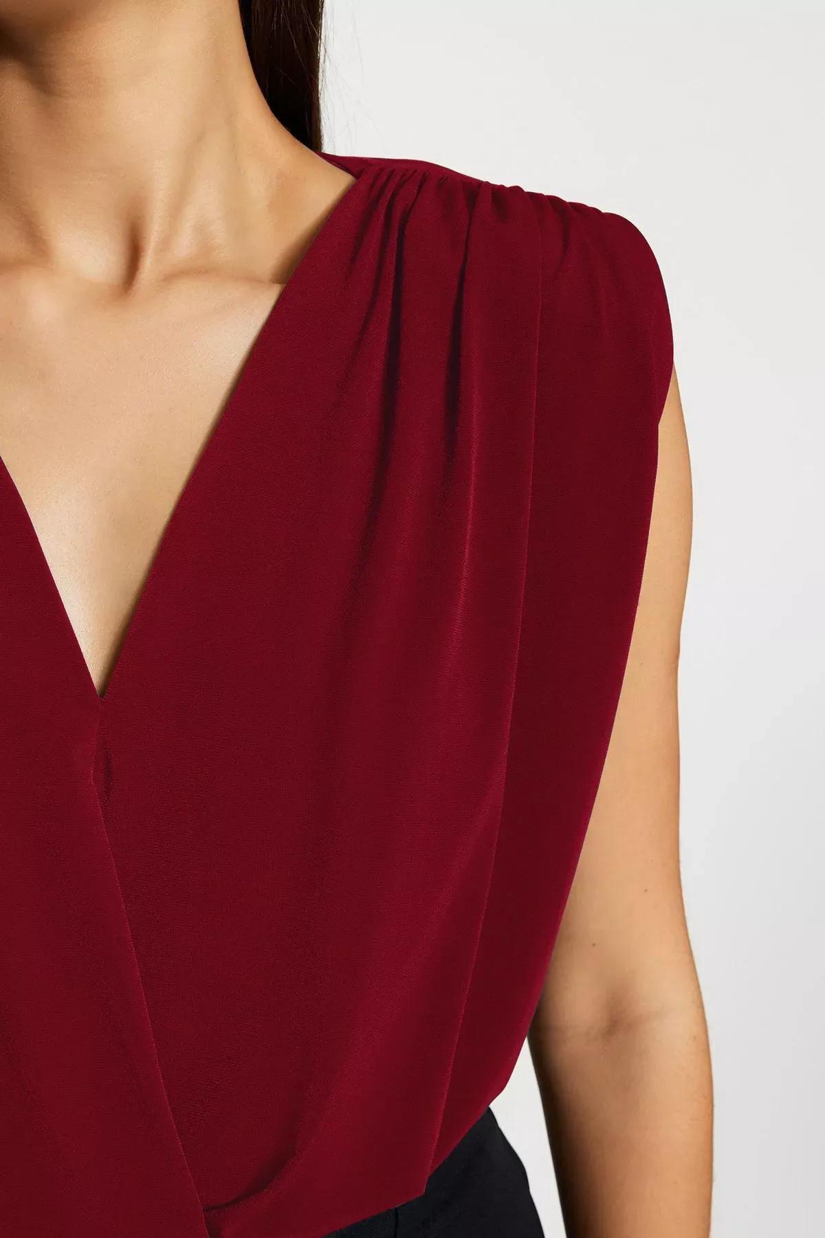 Red Padded Knit Bodysuit, , large image number 3