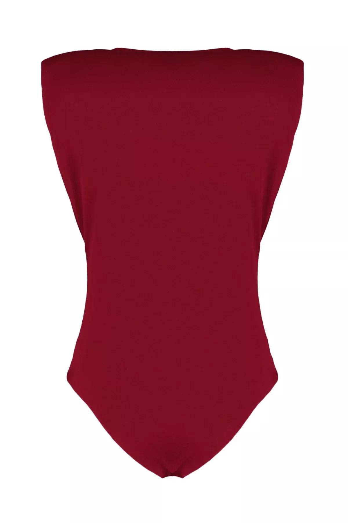 Red Padded Knit Bodysuit, , large image number 6