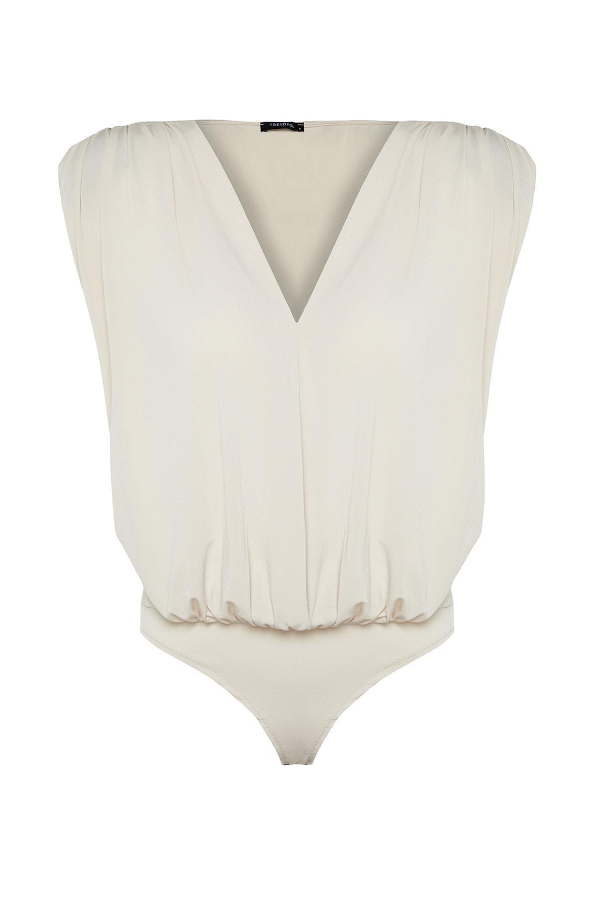 Beige Double Breasted Bodysuit, , large image number 5