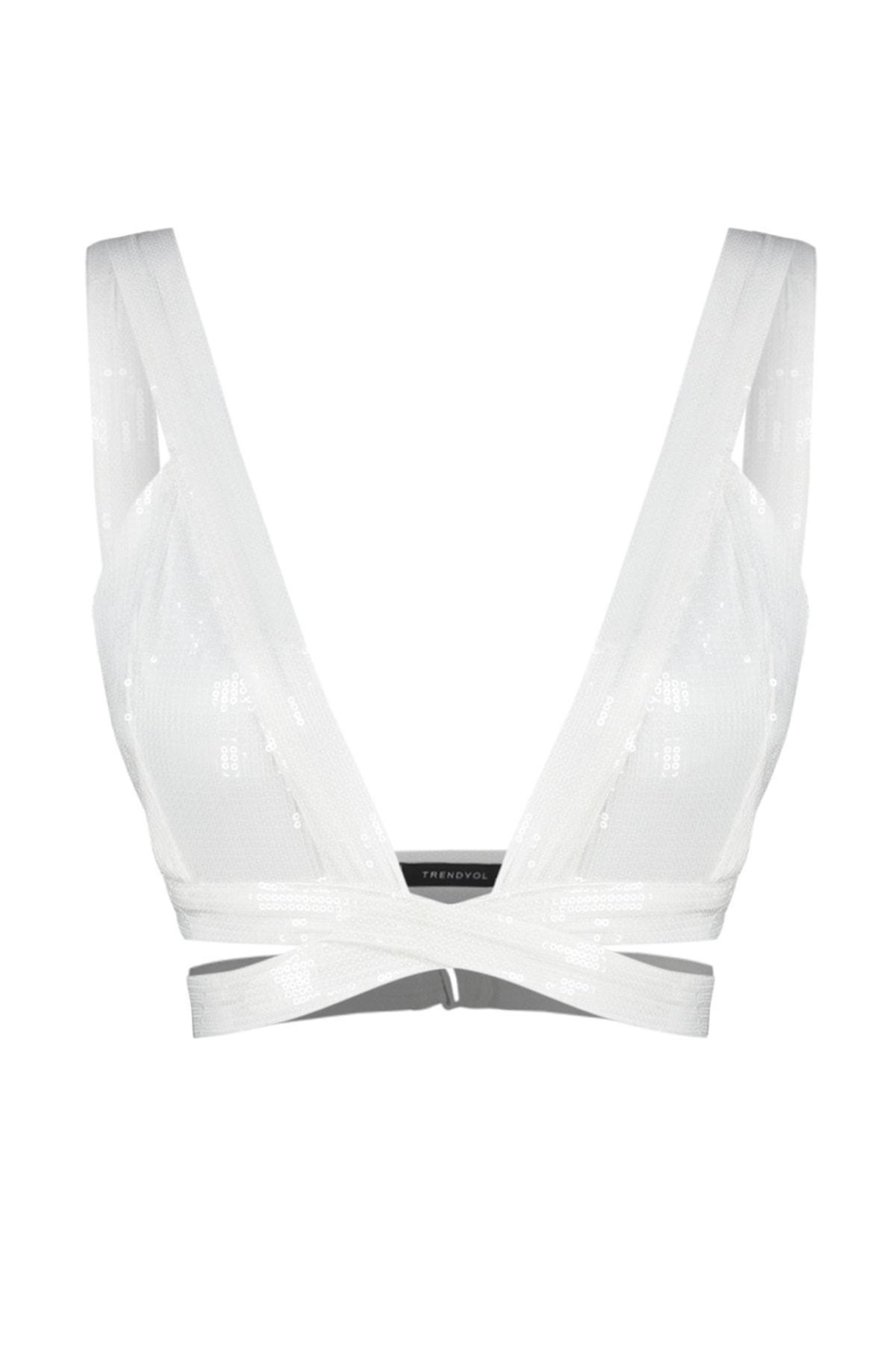 White Fitted Crop Top, , large image number 5