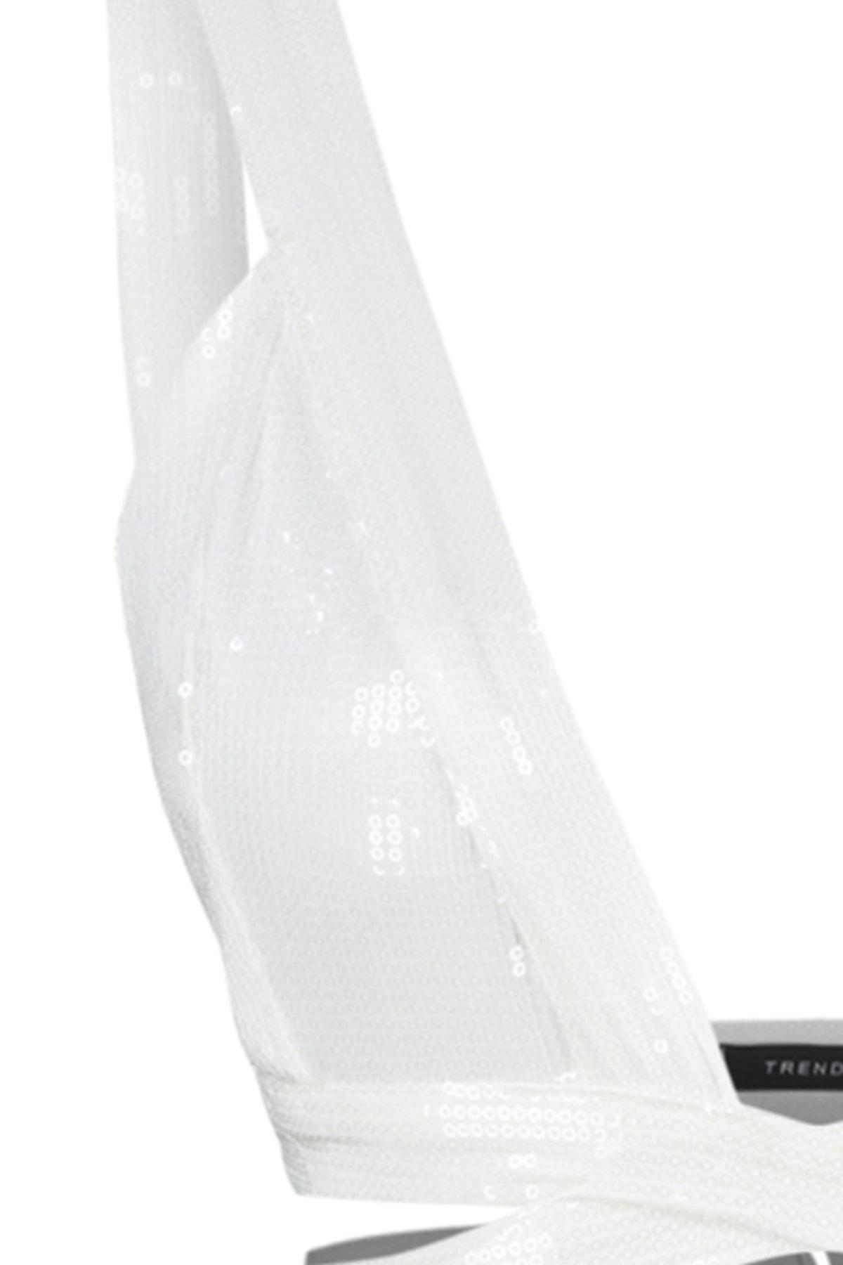 White Fitted Crop Top, , large image number 6
