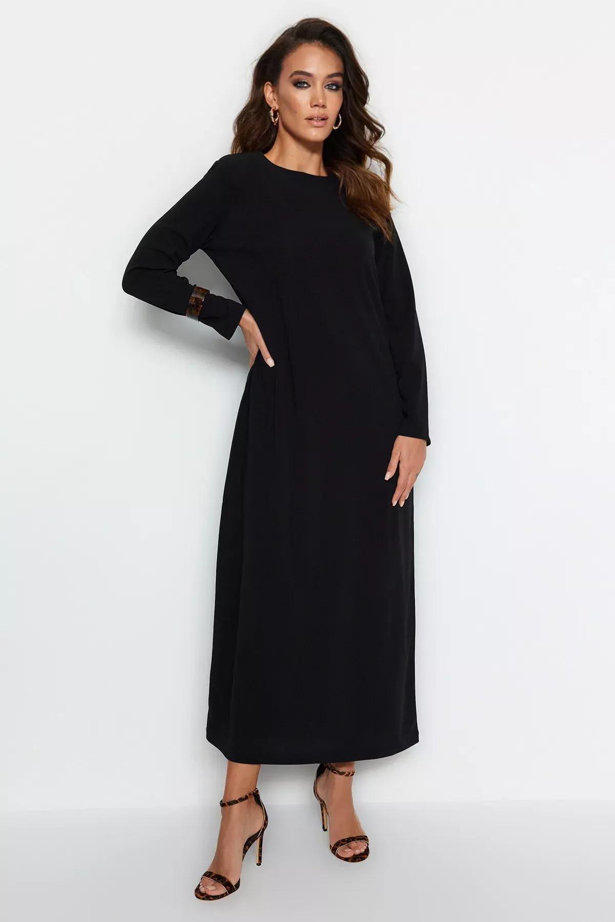 Black Straight Dress, Black, medium