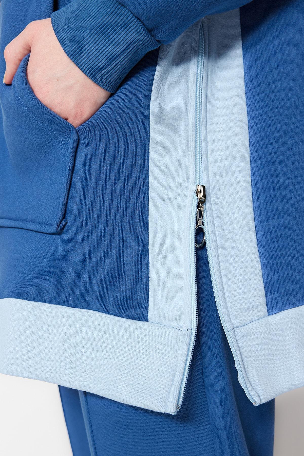 Blue Crew Neck Sweatsuit Set, , large image number 3