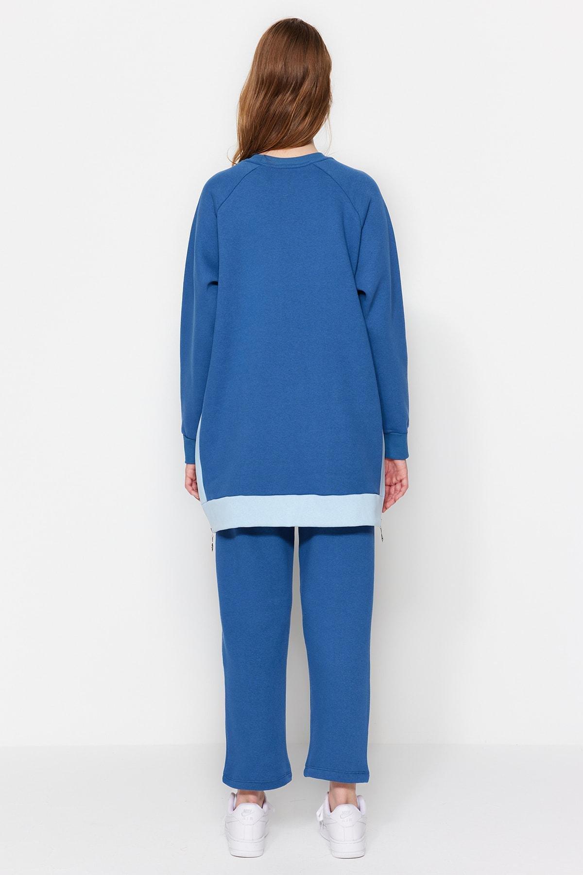 Blue Crew Neck Sweatsuit Set, , large image number 5