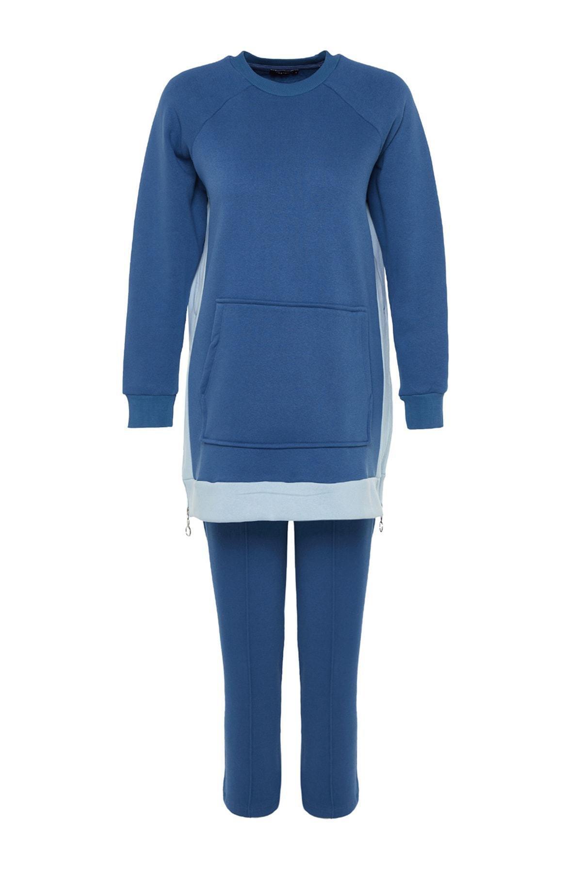 Blue Crew Neck Sweatsuit Set, , large image number 6