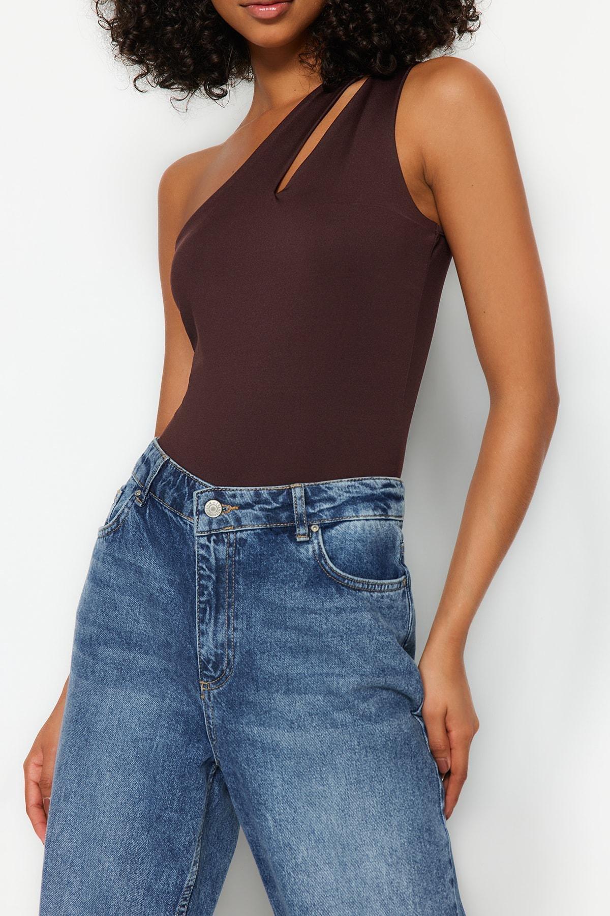 Brown Detailed Knitted Body, , large image number 2