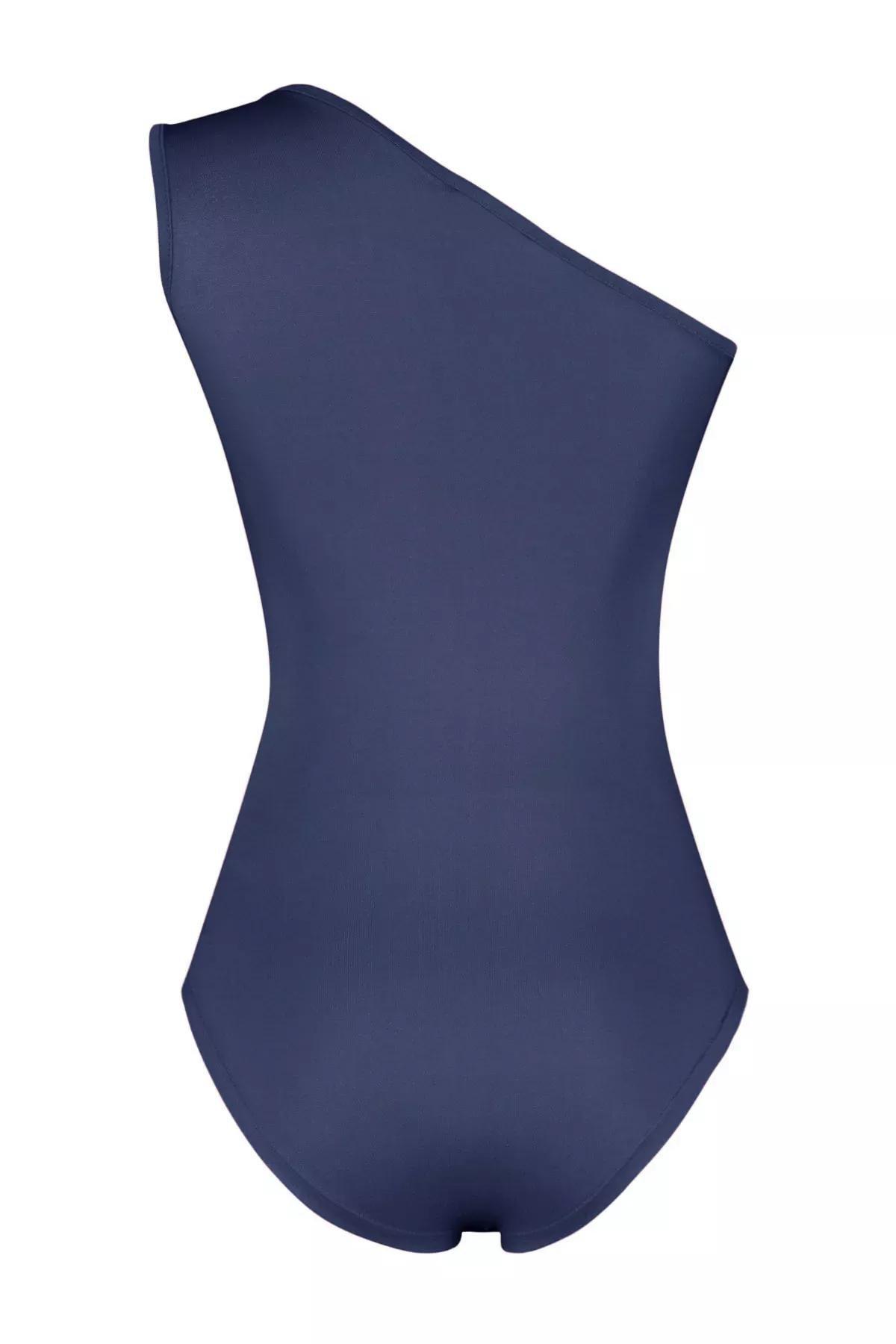 Blue Asymmetrical Cut Out Snap Bodysuit, , large image number 6