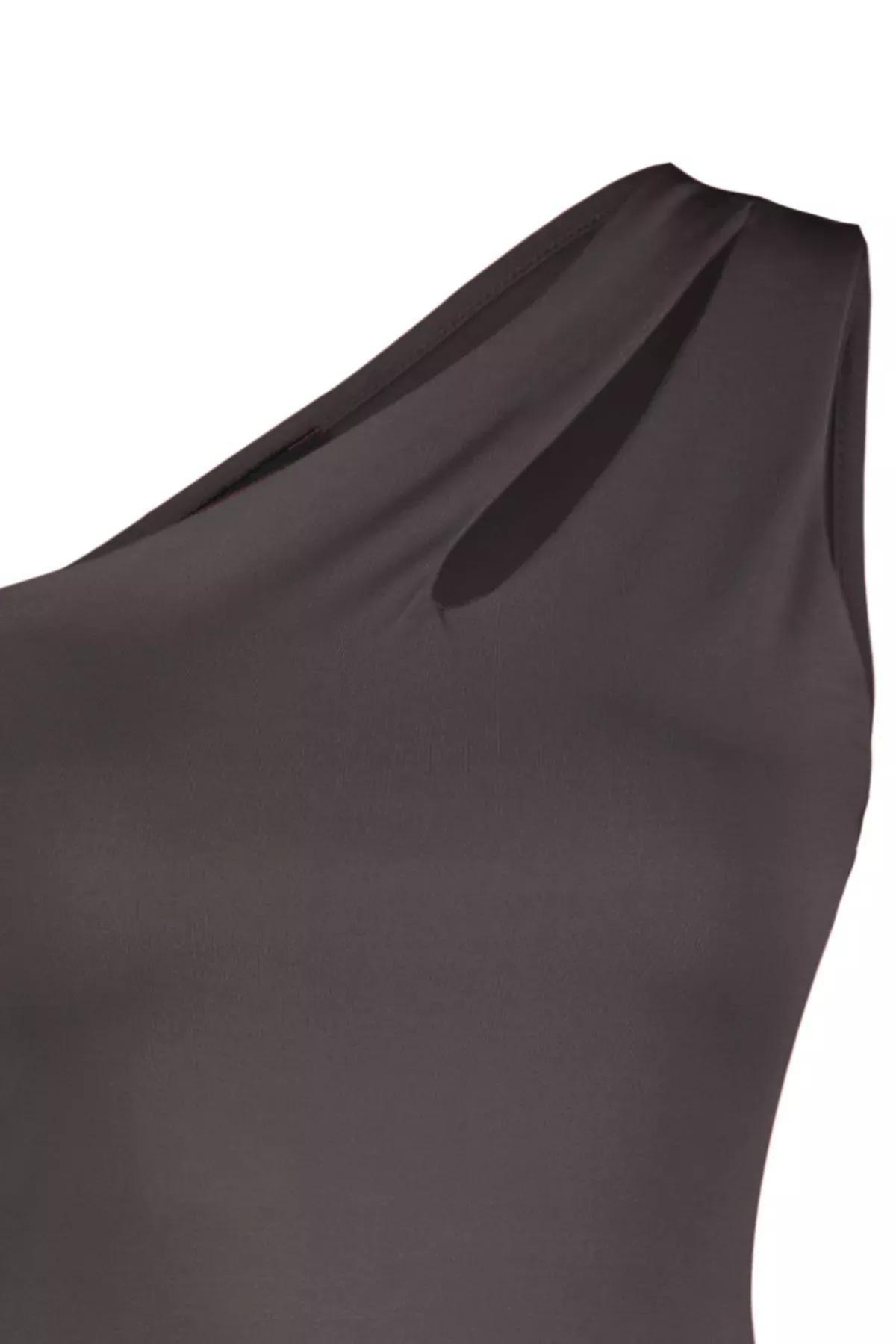 Grey Asymmetrical Cut Out Snap Bodysuit, , large image number 5