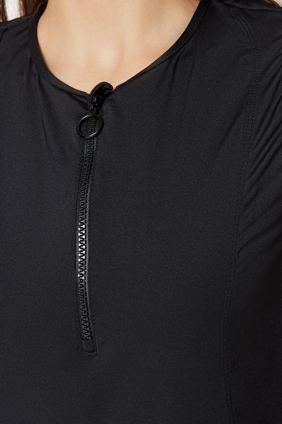 Black Crew Neck Semi Closed Swimwear, Set Of 3, , large image number 3