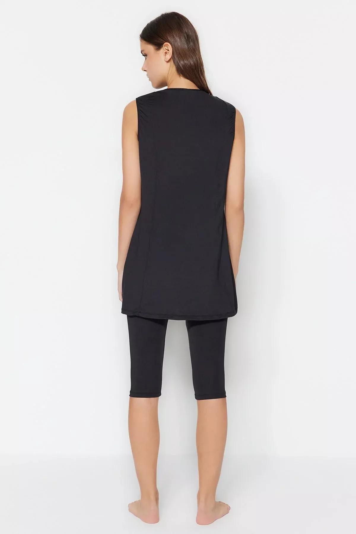 بدلة سباحة بتغطية شبه كاملة بفتحة رقبة مستديرة، مجموعة من 3 قطع، أسود, Black, large image number 11