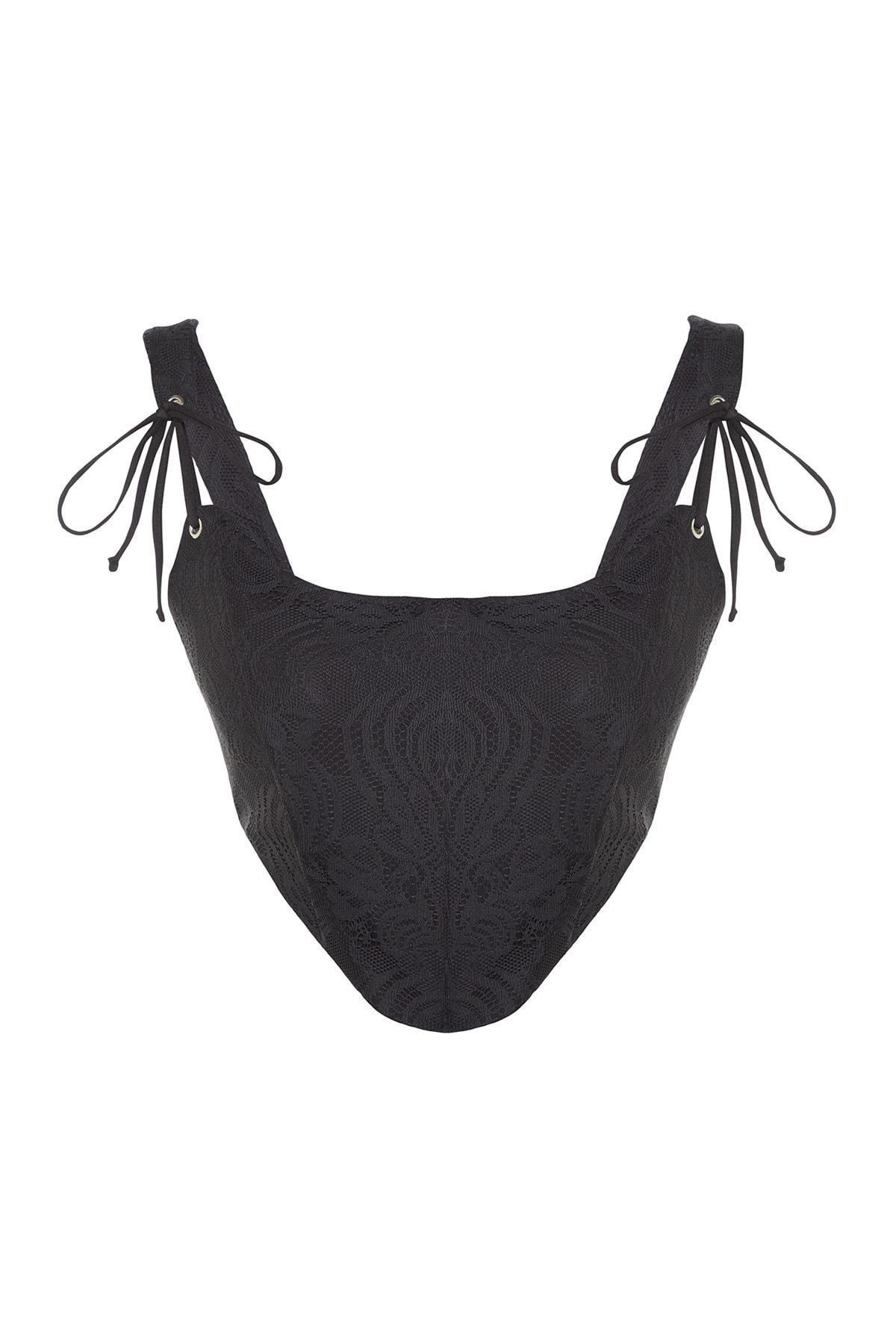 Black Square Collar Crop Top, , large image number 5