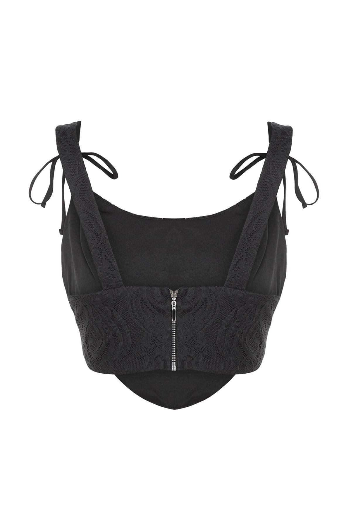 Black Square Collar Crop Top, , large image number 7