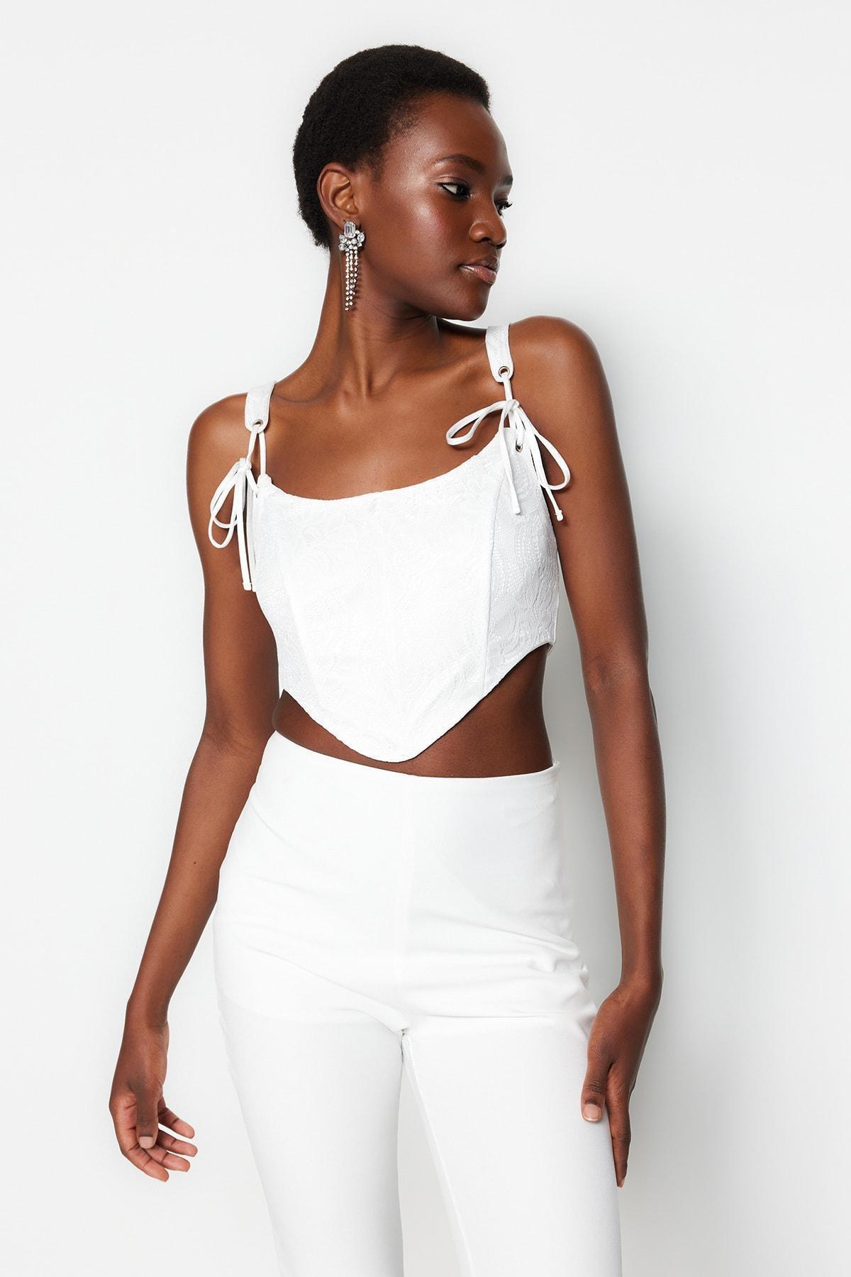 White Fitted Bodysuit, , large image number 0