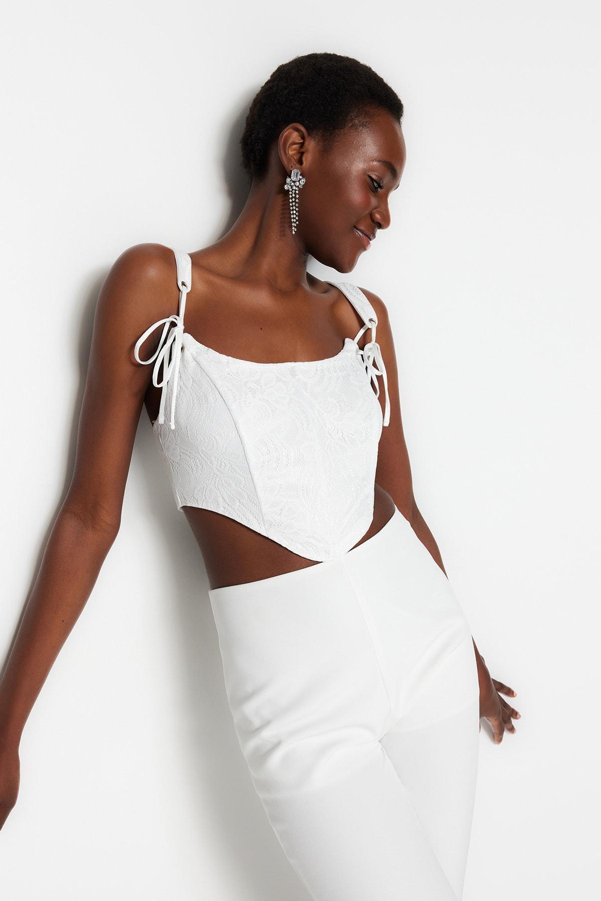 White Fitted Bodysuit, , large image number 2