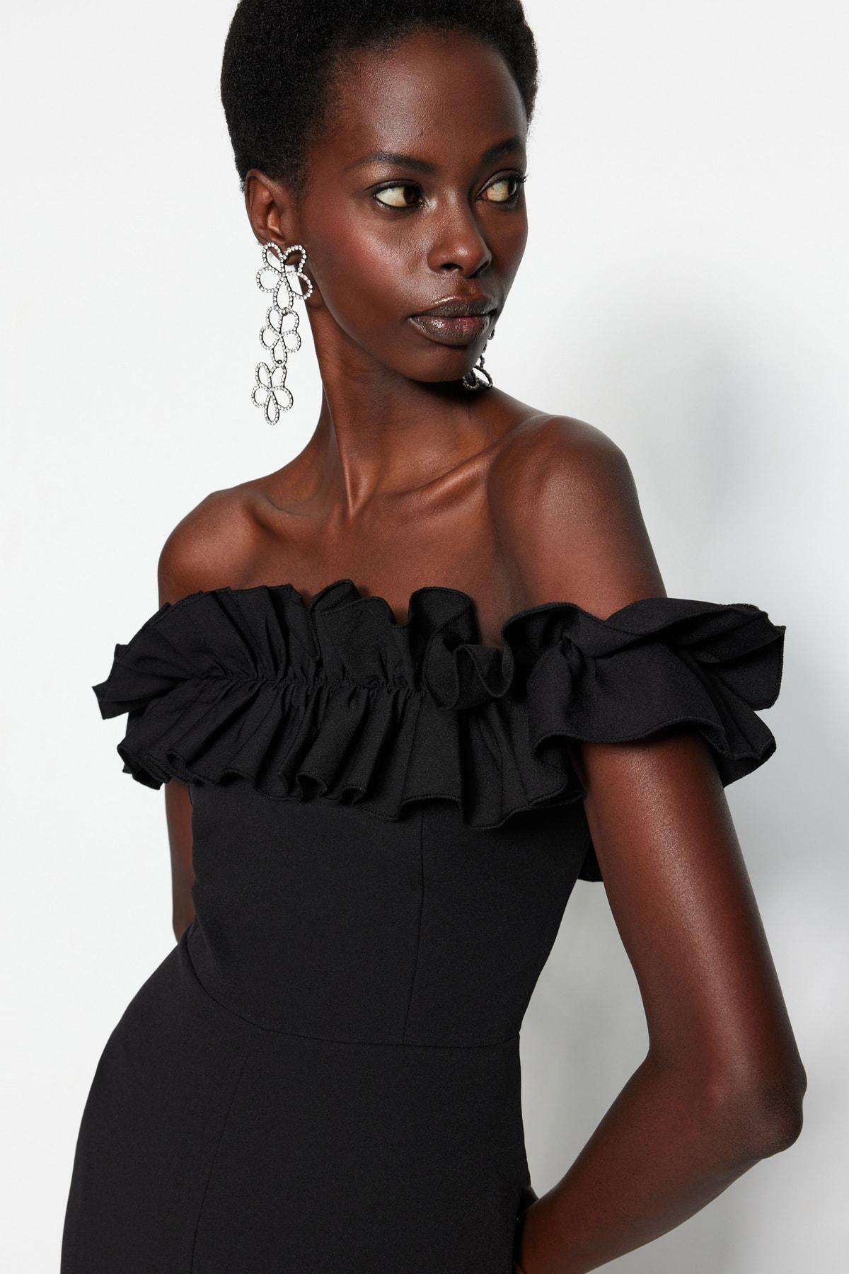 Black Off-The-Shoulders Ruffles Jumpsuit, , large image number 2