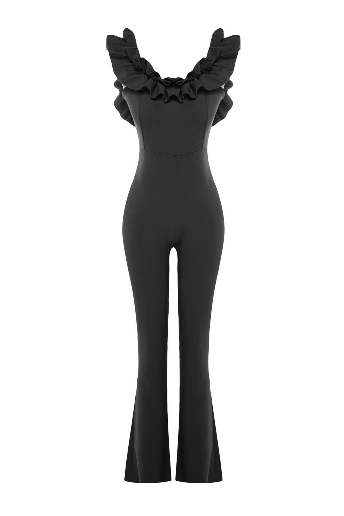 Black Off-The-Shoulders Ruffles Jumpsuit, , large image number 6
