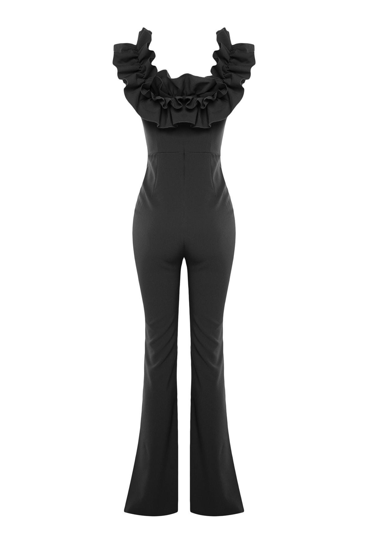 Black Off-The-Shoulders Ruffles Jumpsuit, , large image number 8