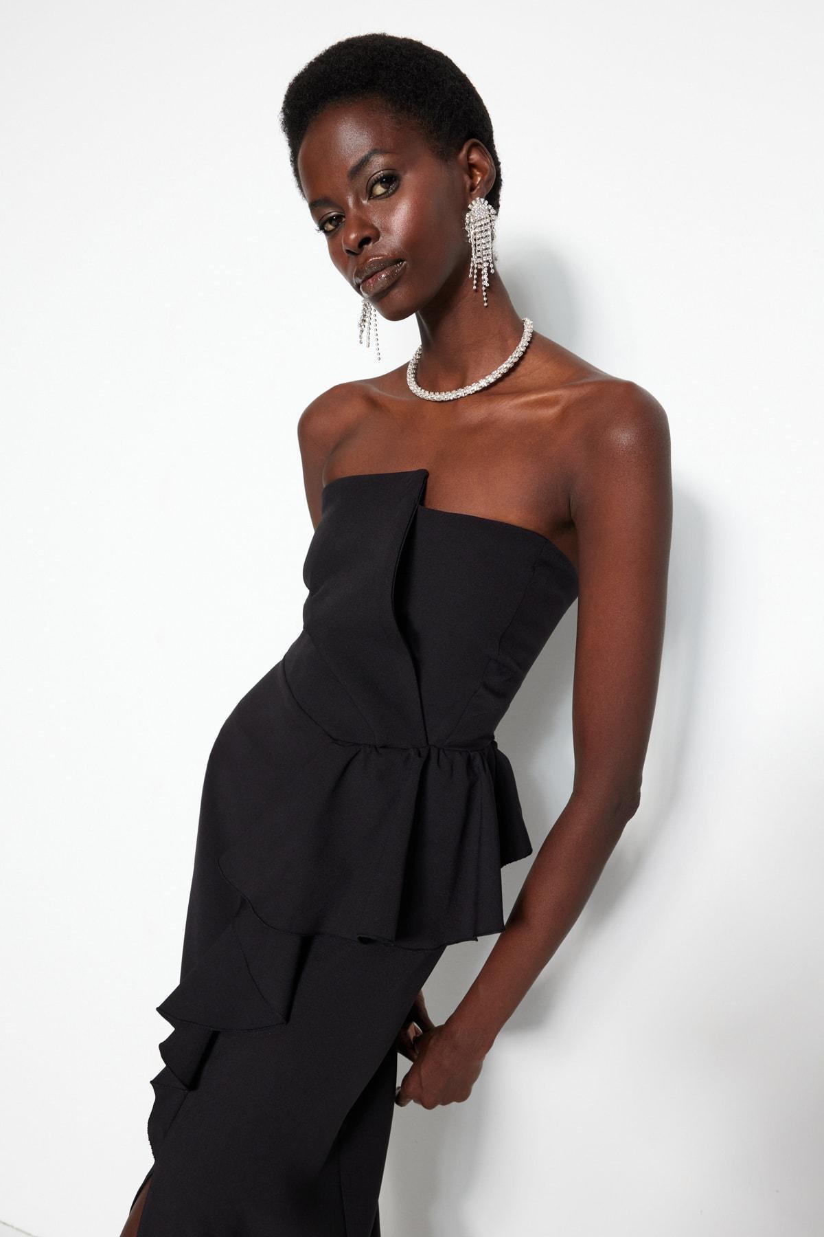 Black Sleeveless Occasionwear Dress, Black, large image number 2