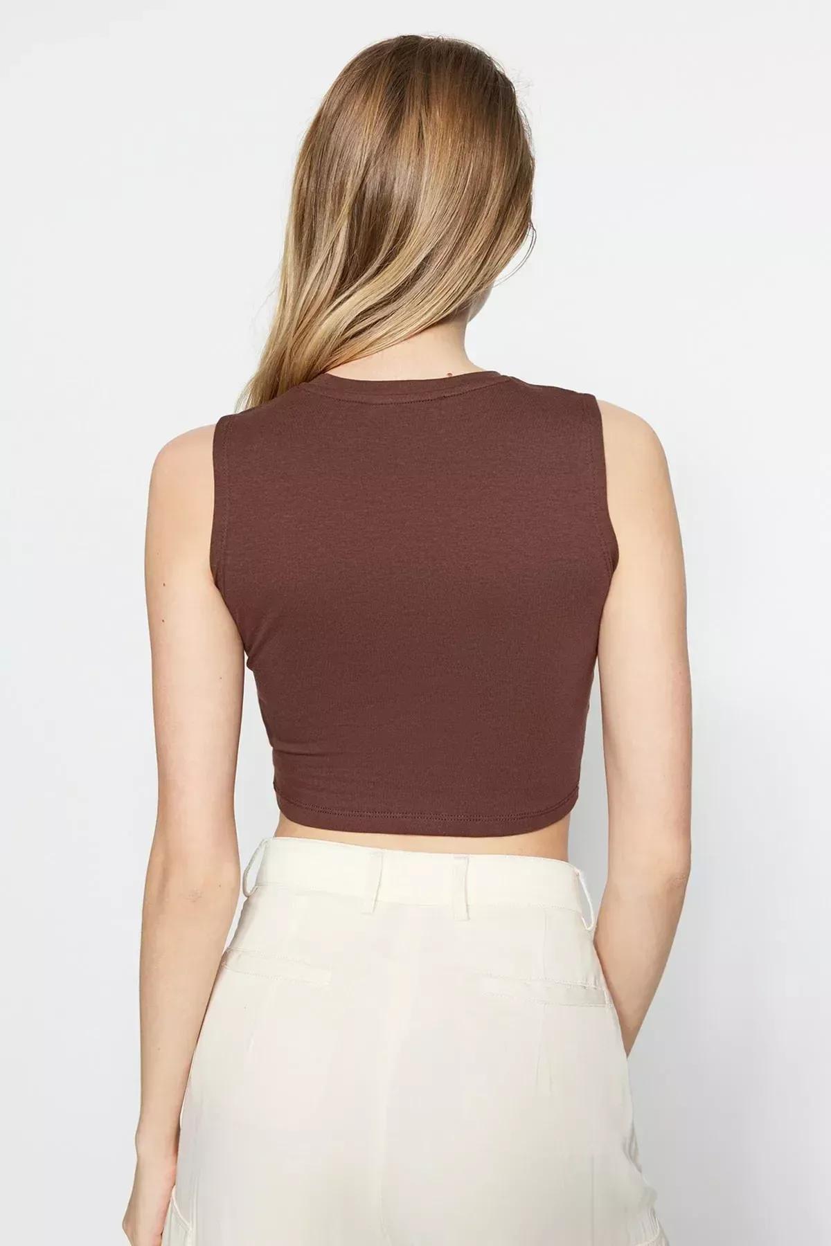 Brown Fitted Tank Top, Set Of 2, Brown, large image number 5