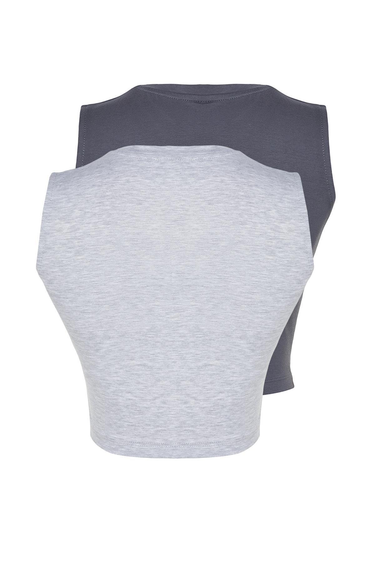 Multicolour Sleeveless Undershirt, Set Of 2, , large image number 5