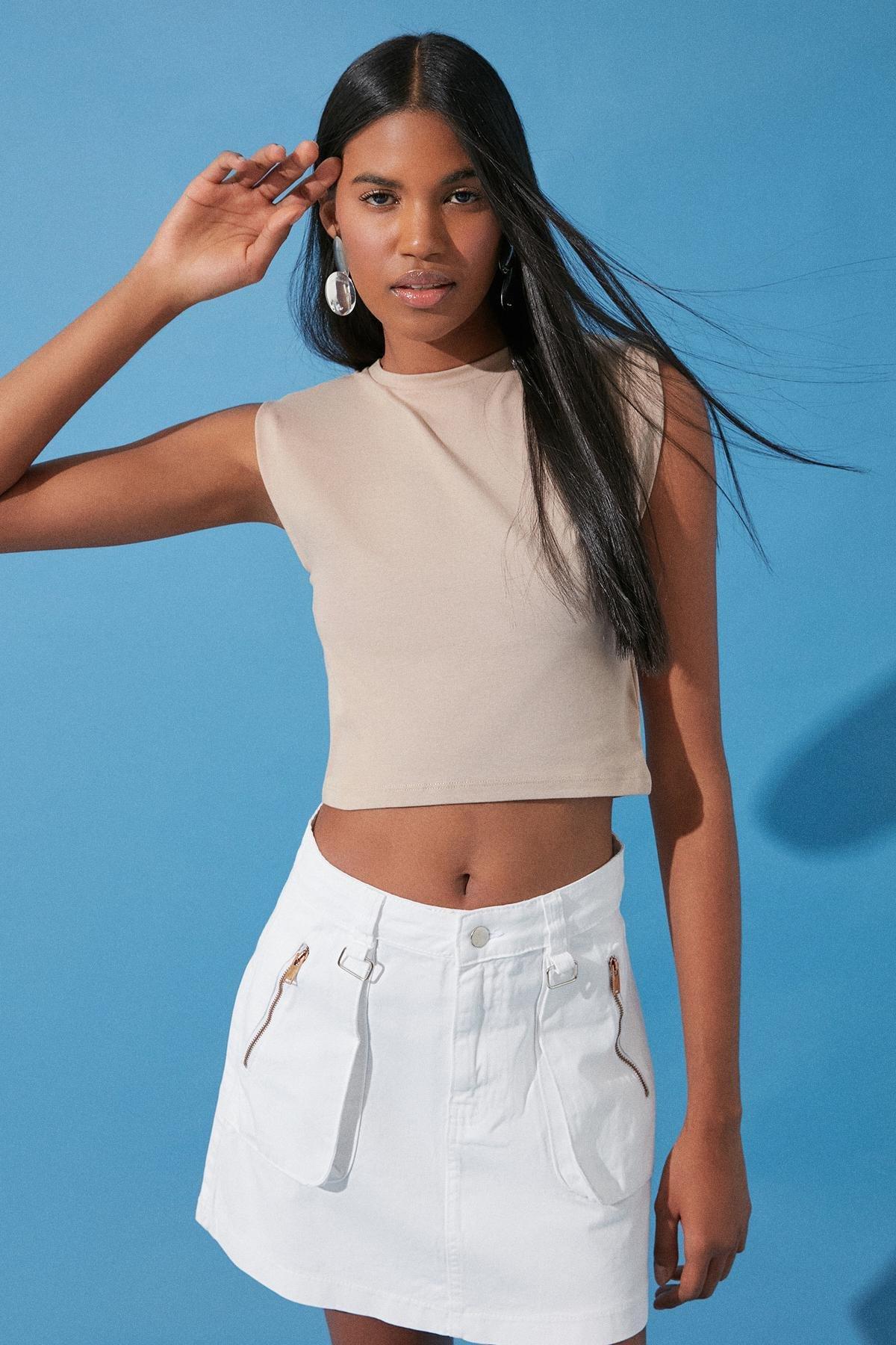 Mink Plain Crop Shirt, , large image number 0