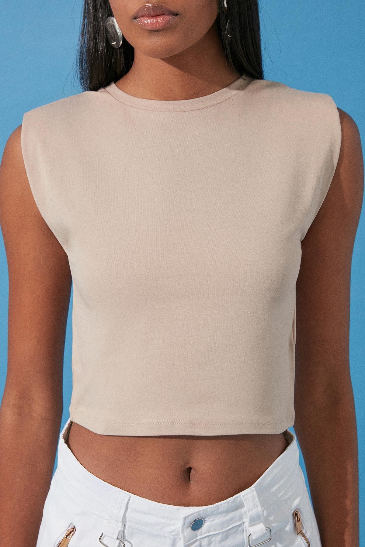 Mink Plain Crop Shirt, , large image number 3