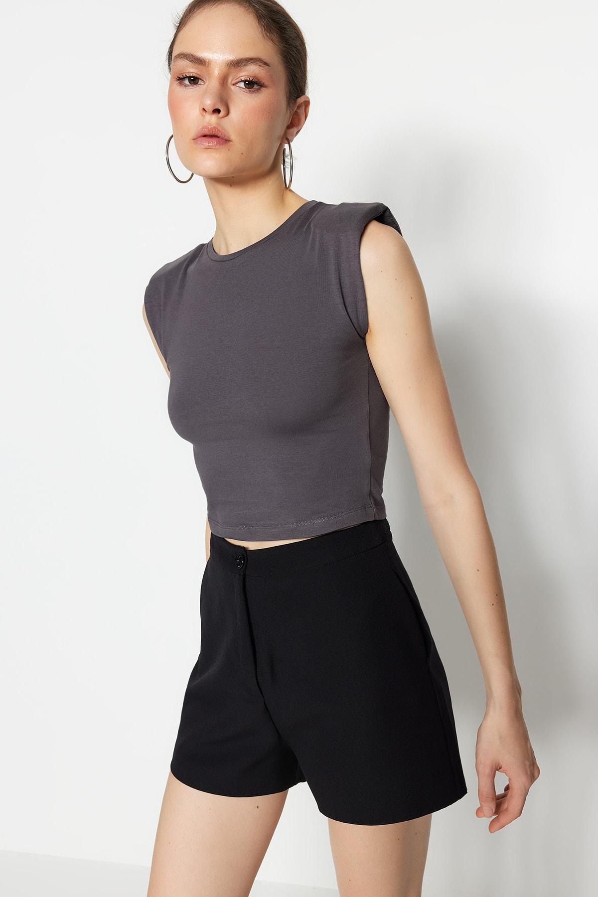 Grey Fitted Blouse, , medium