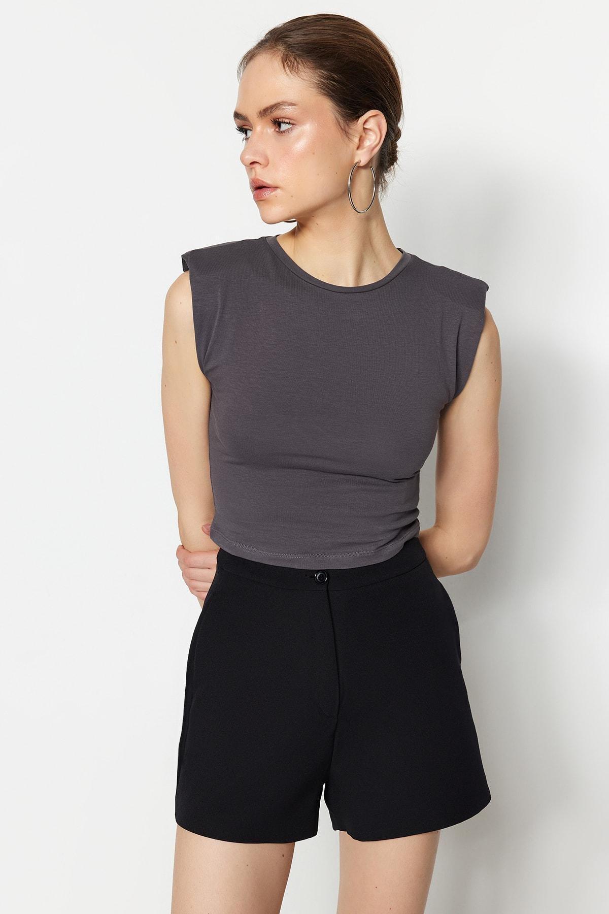 Grey Fitted Blouse, , large image number 1