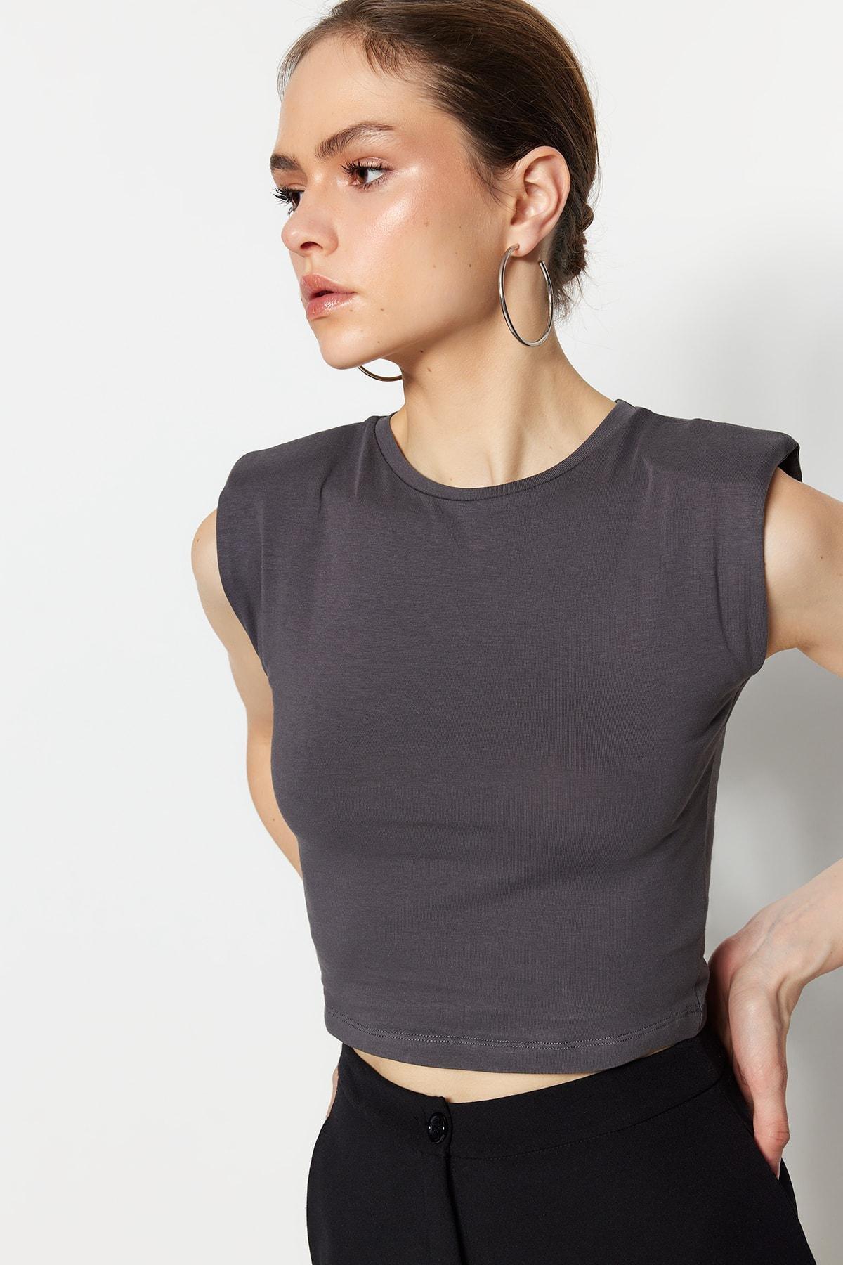 Grey Fitted Blouse, , large image number 2