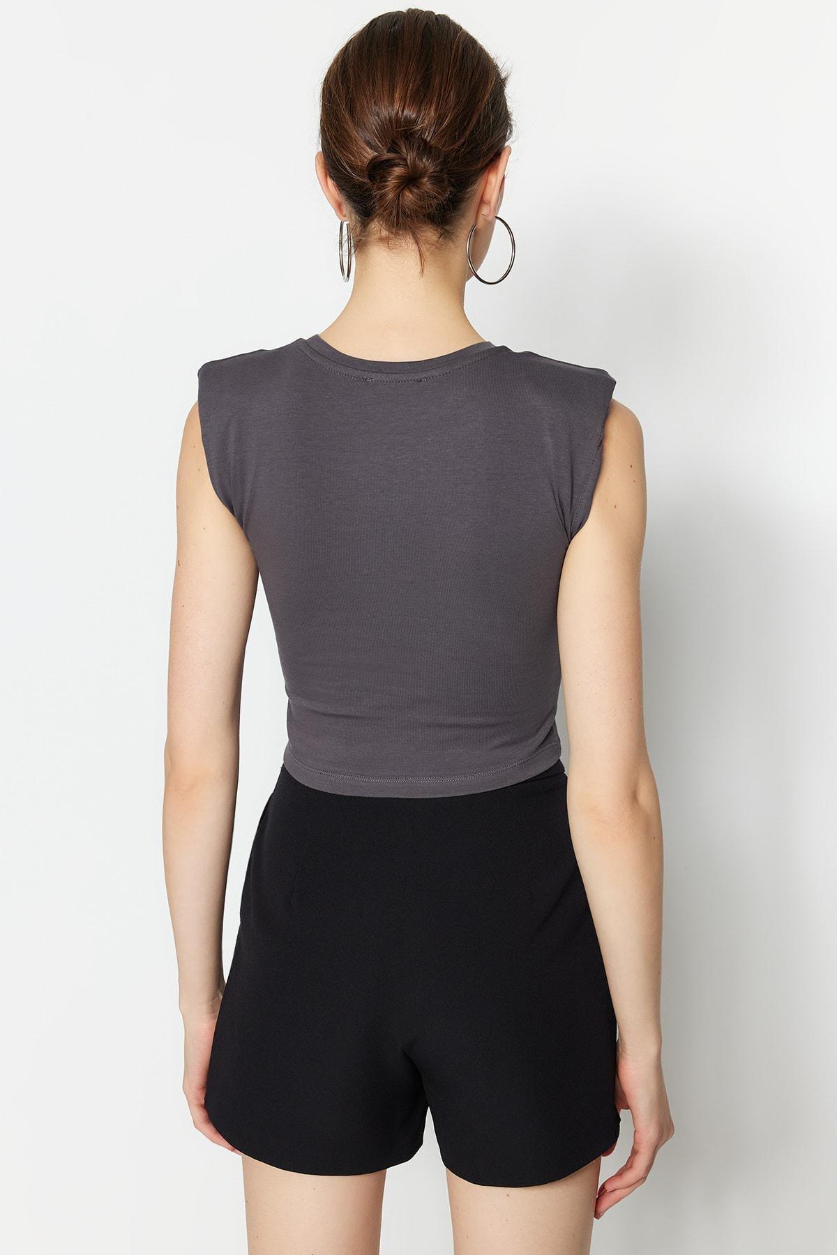 Grey Fitted Blouse, , large image number 5