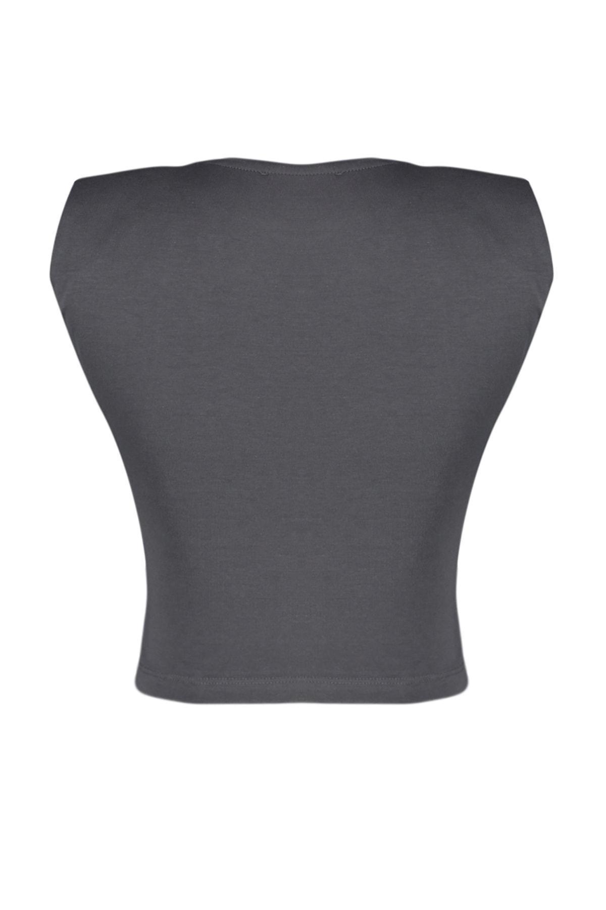 Grey Fitted Blouse, , large image number 8