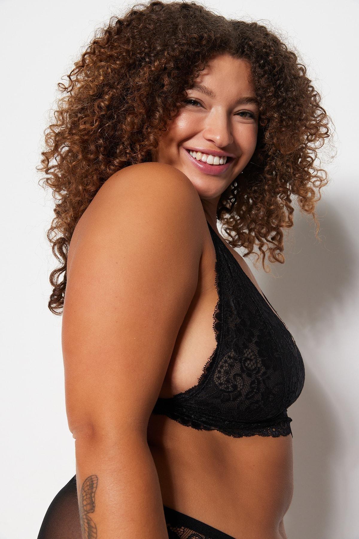 Black Bralette Plus Size Bra, , large image number 0