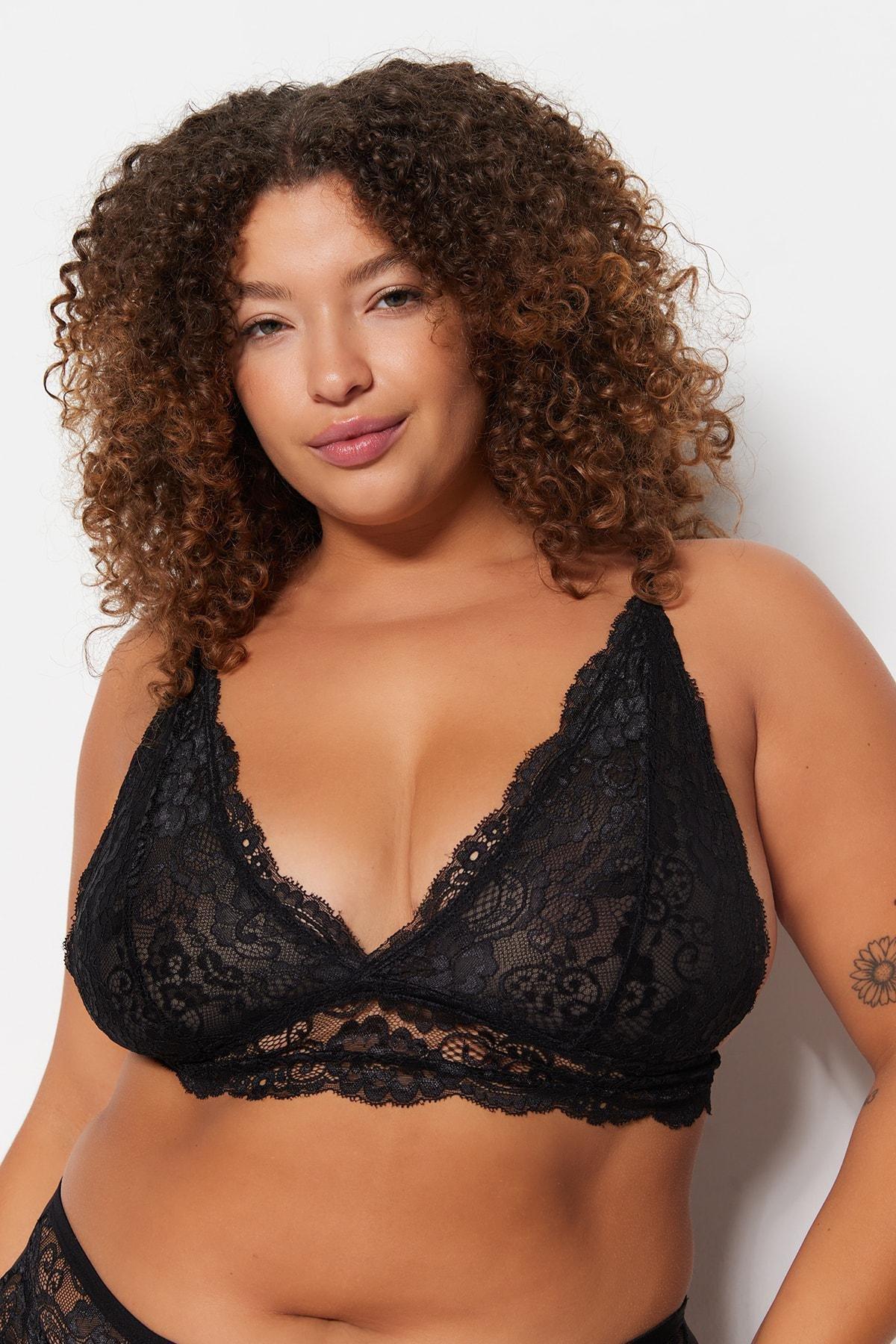 Black Bralette Plus Size Bra, , large image number 3